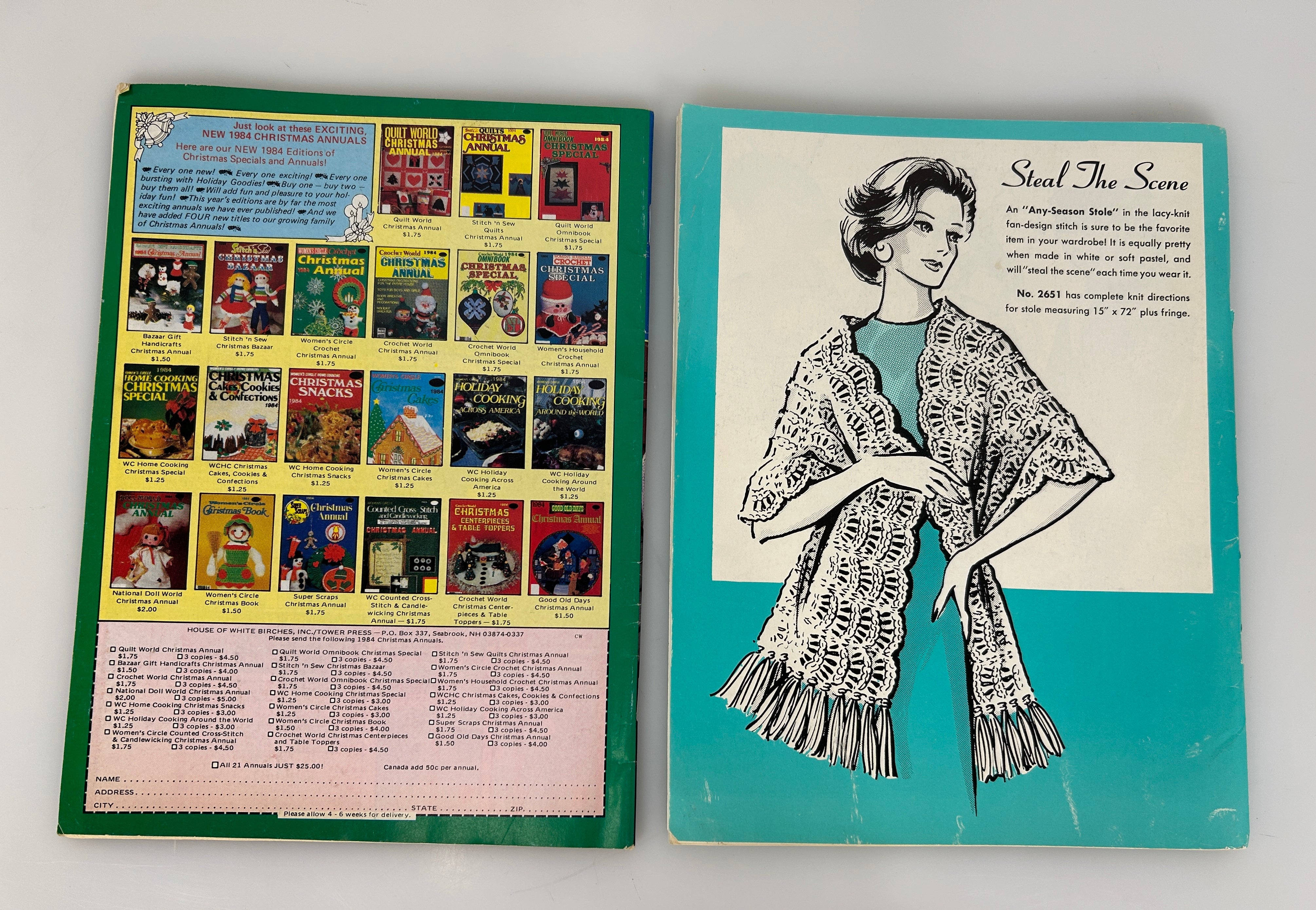 Lot of 2 Vintage 70-80s Craft Mags: Needlework 1978 Album/Crochet World Feb 85