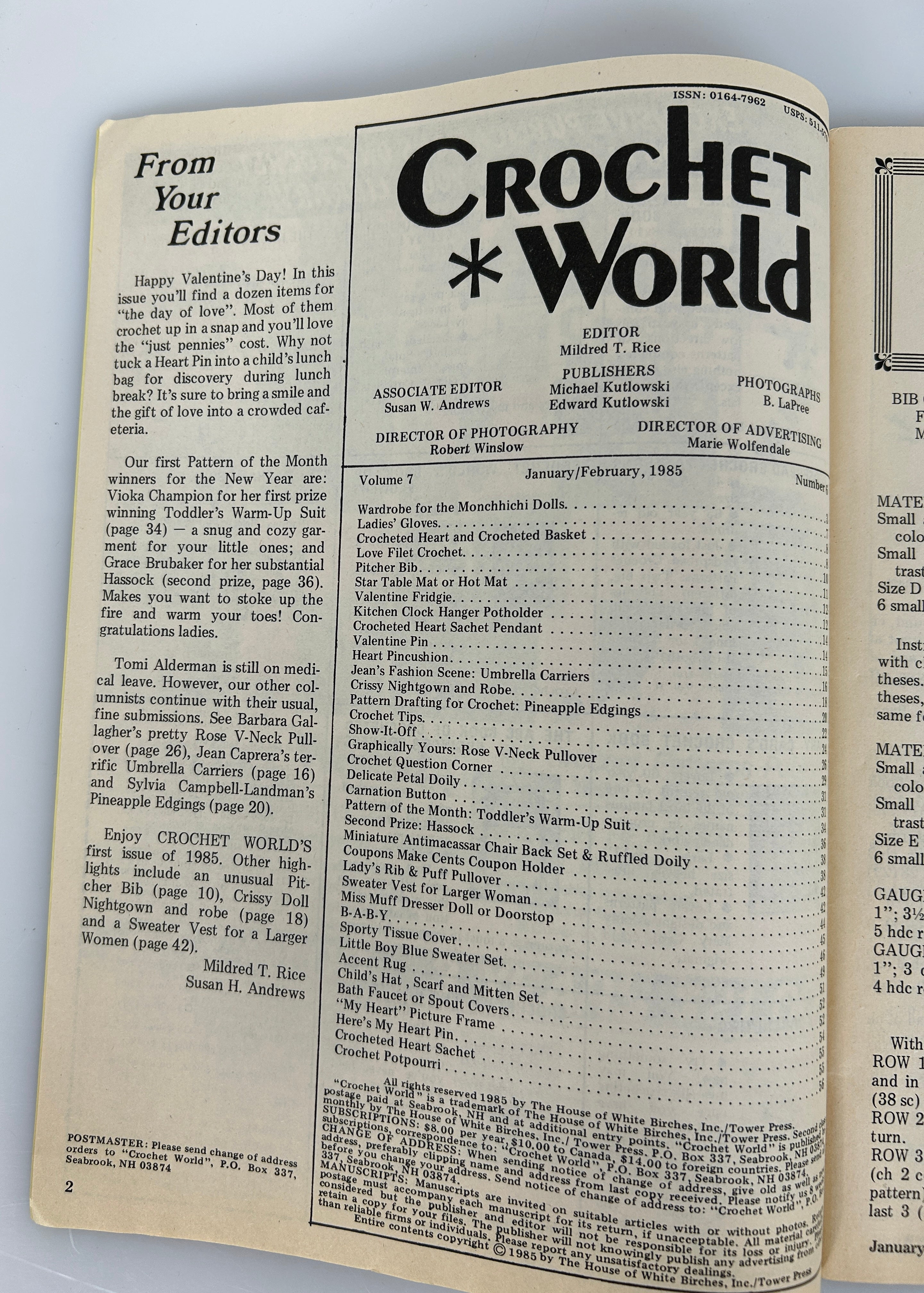 Lot of 2 Vintage 70-80s Craft Mags: Needlework 1978 Album/Crochet World Feb 85