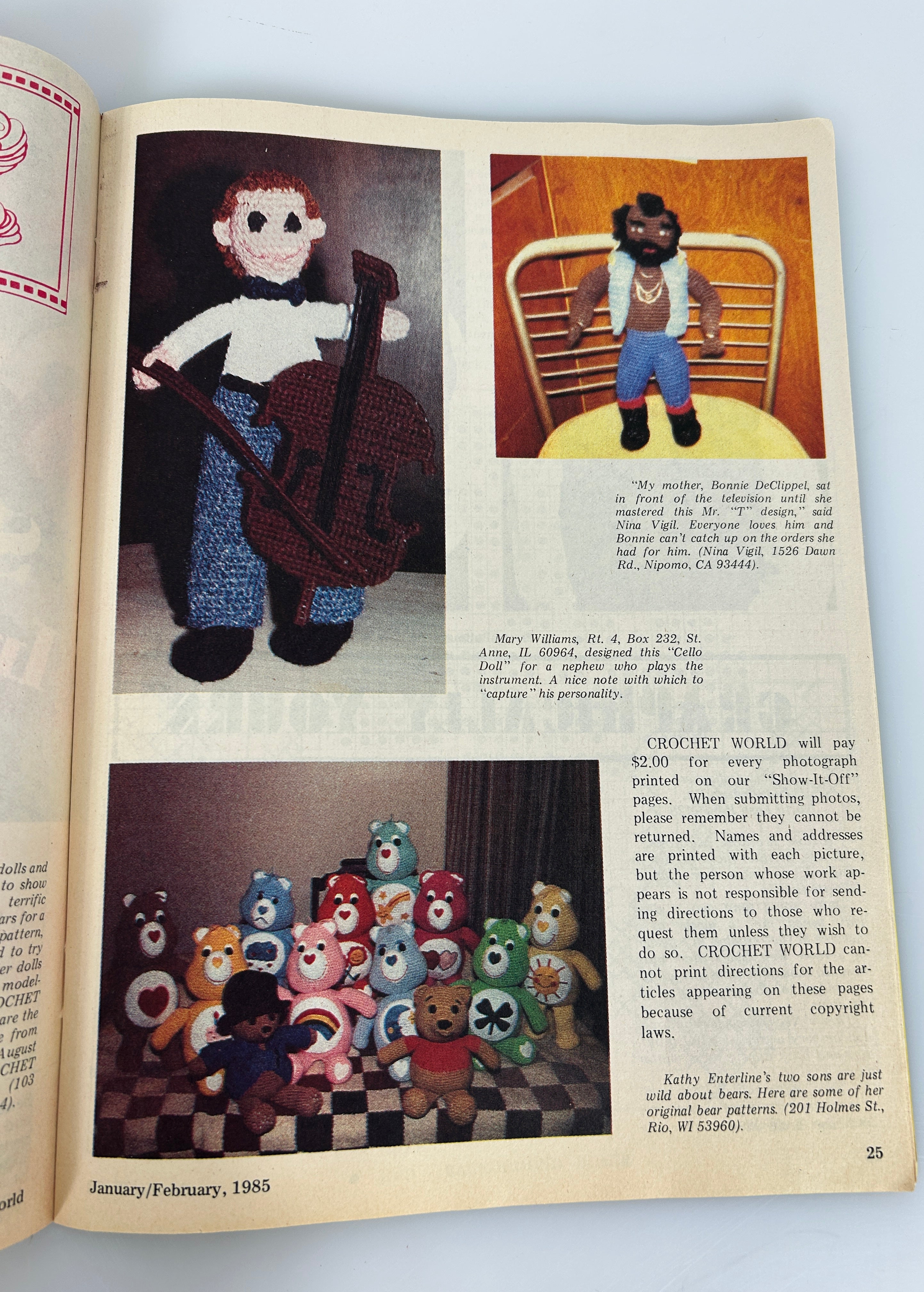 Lot of 2 Vintage 70-80s Craft Mags: Needlework 1978 Album/Crochet World Feb 85