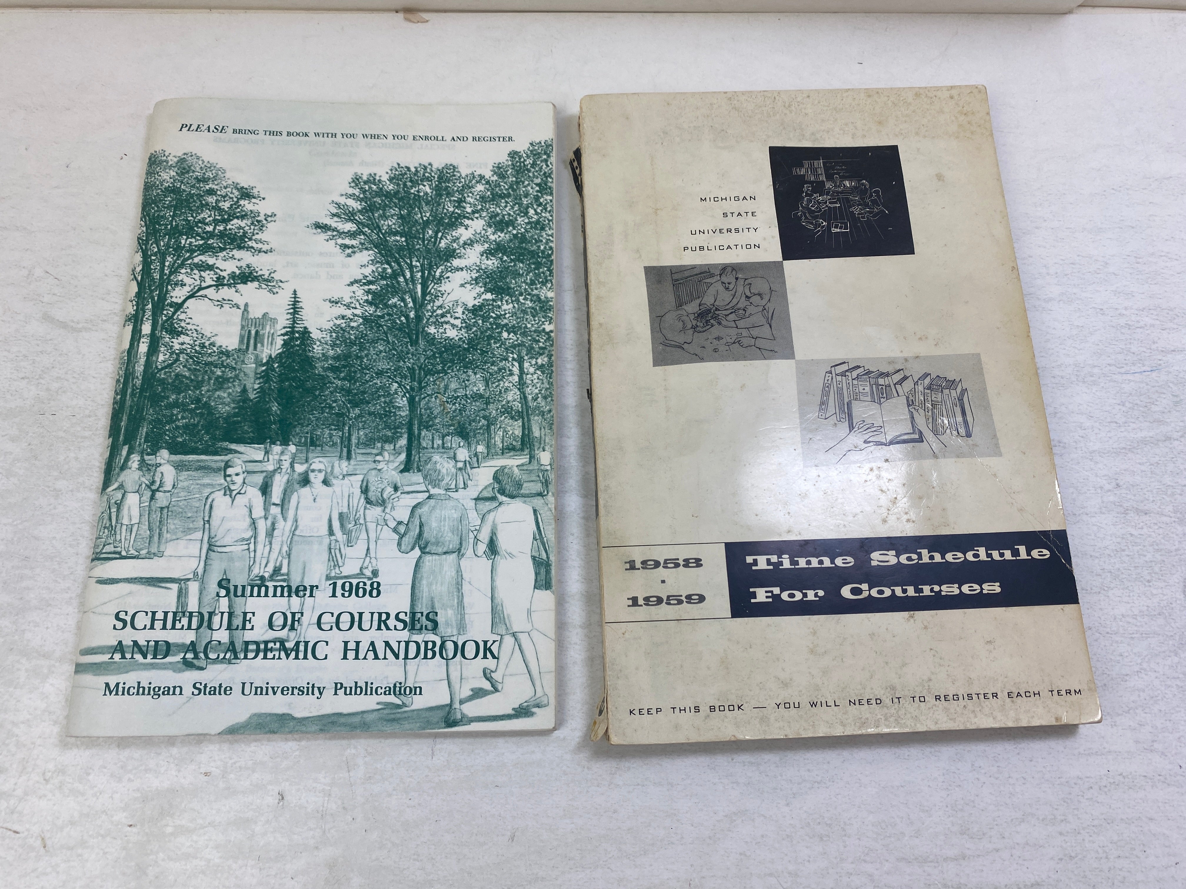 Lot of 2  Vintage Michigan State MSU Course Books 1958, 1968