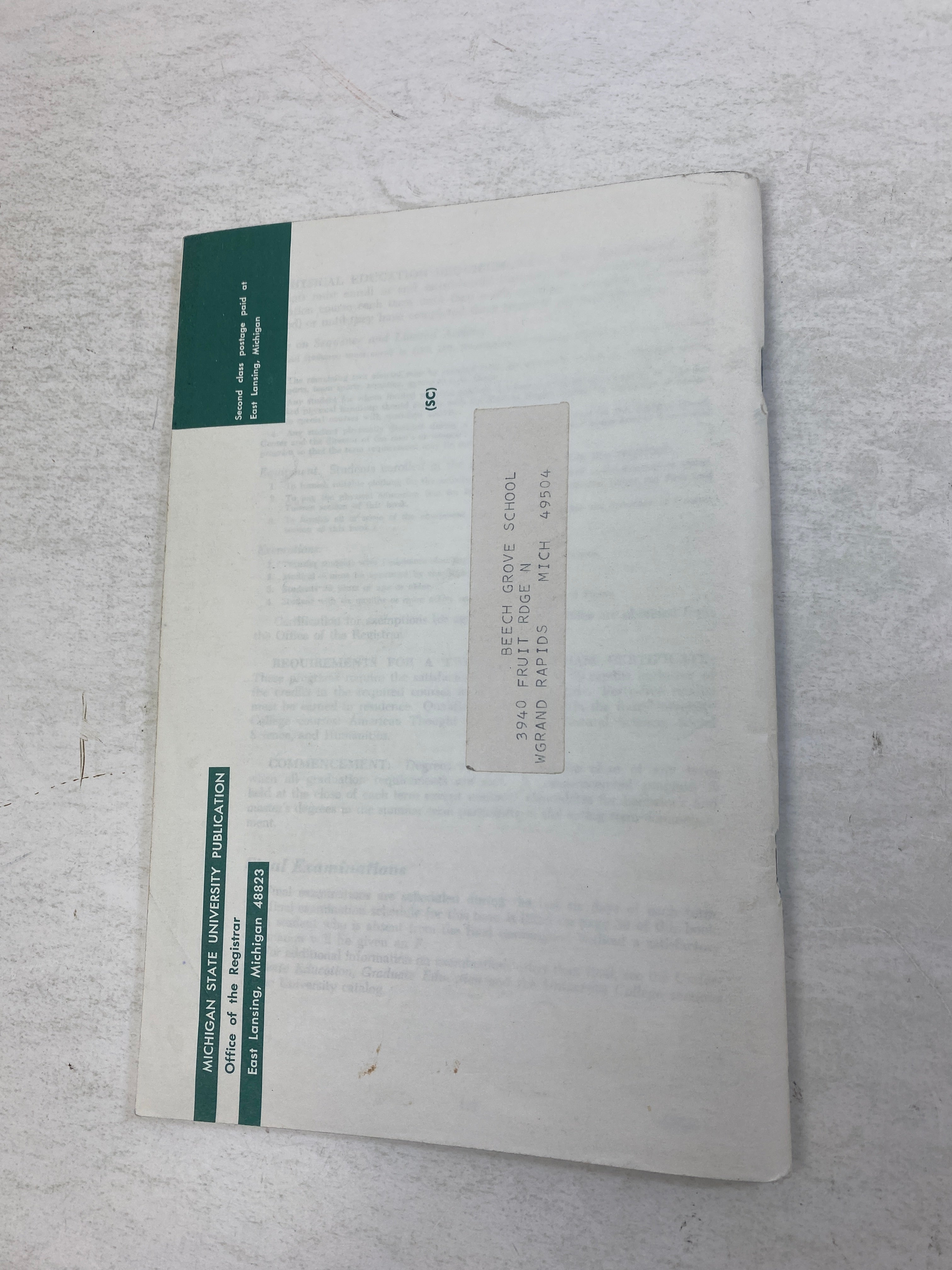 Lot of 2  Vintage Michigan State MSU Course Books 1958, 1968