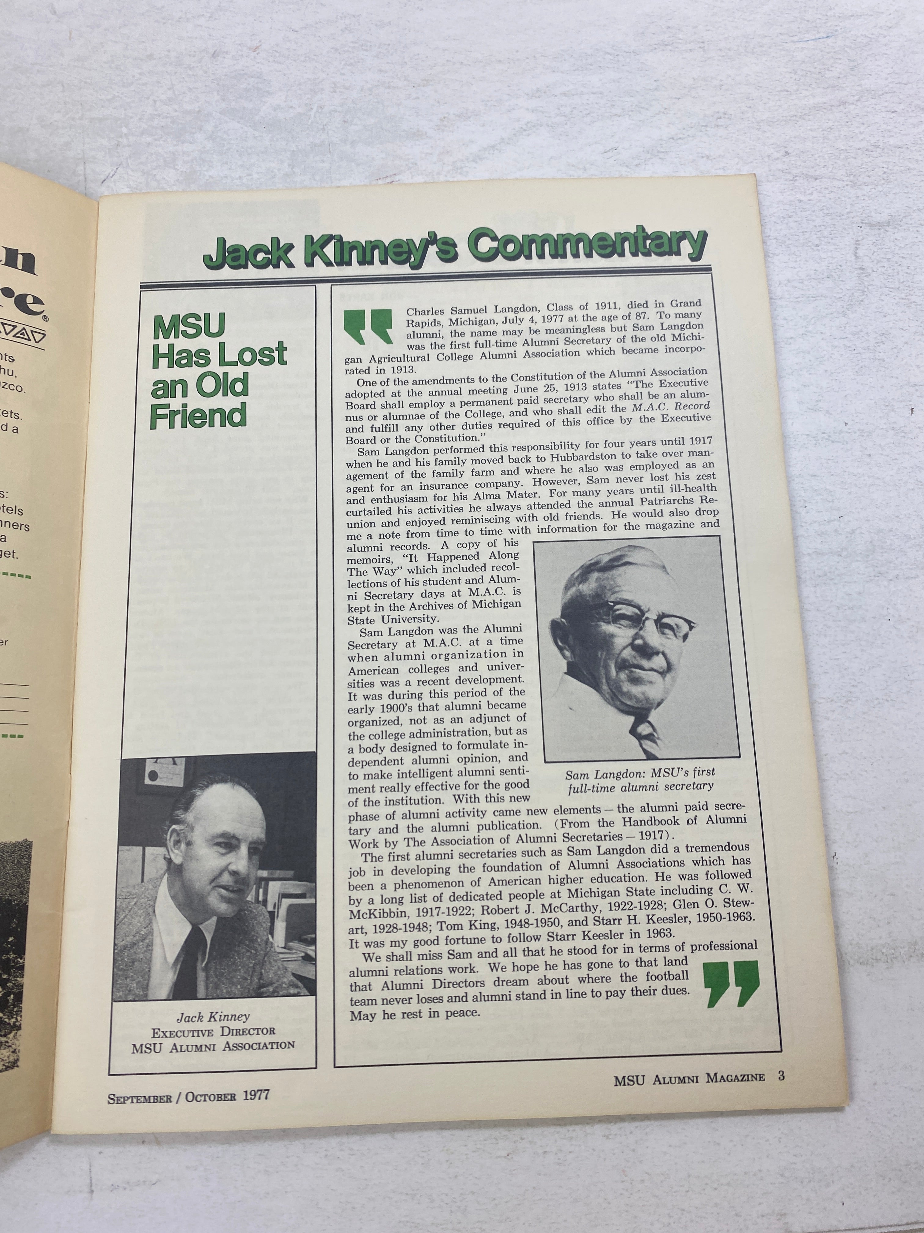 Lot of 2 Vintage MSU Alumni Association Magazines 1973, 1977