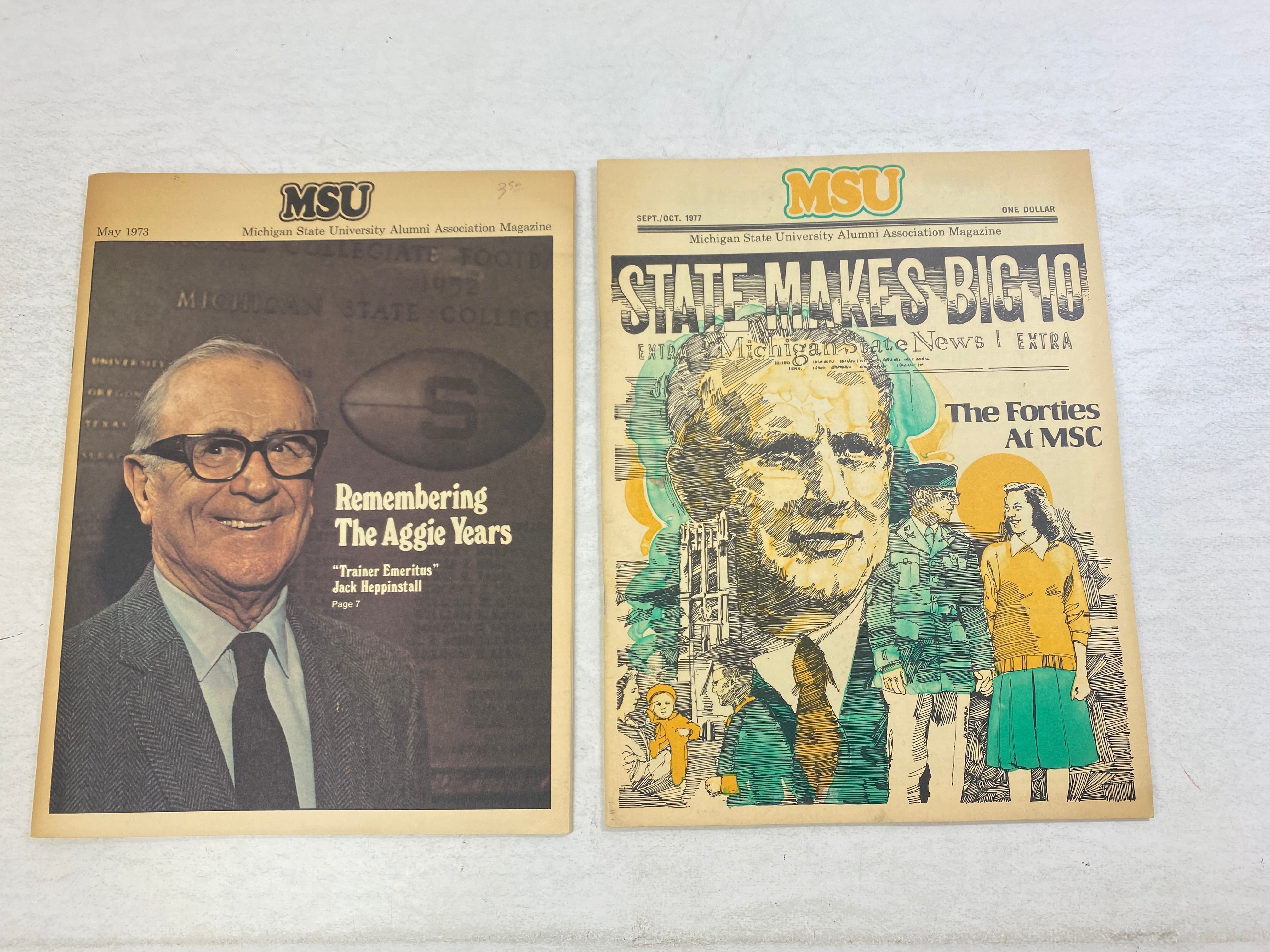 Lot of 2 Vintage MSU Alumni Association Magazines 1973, 1977