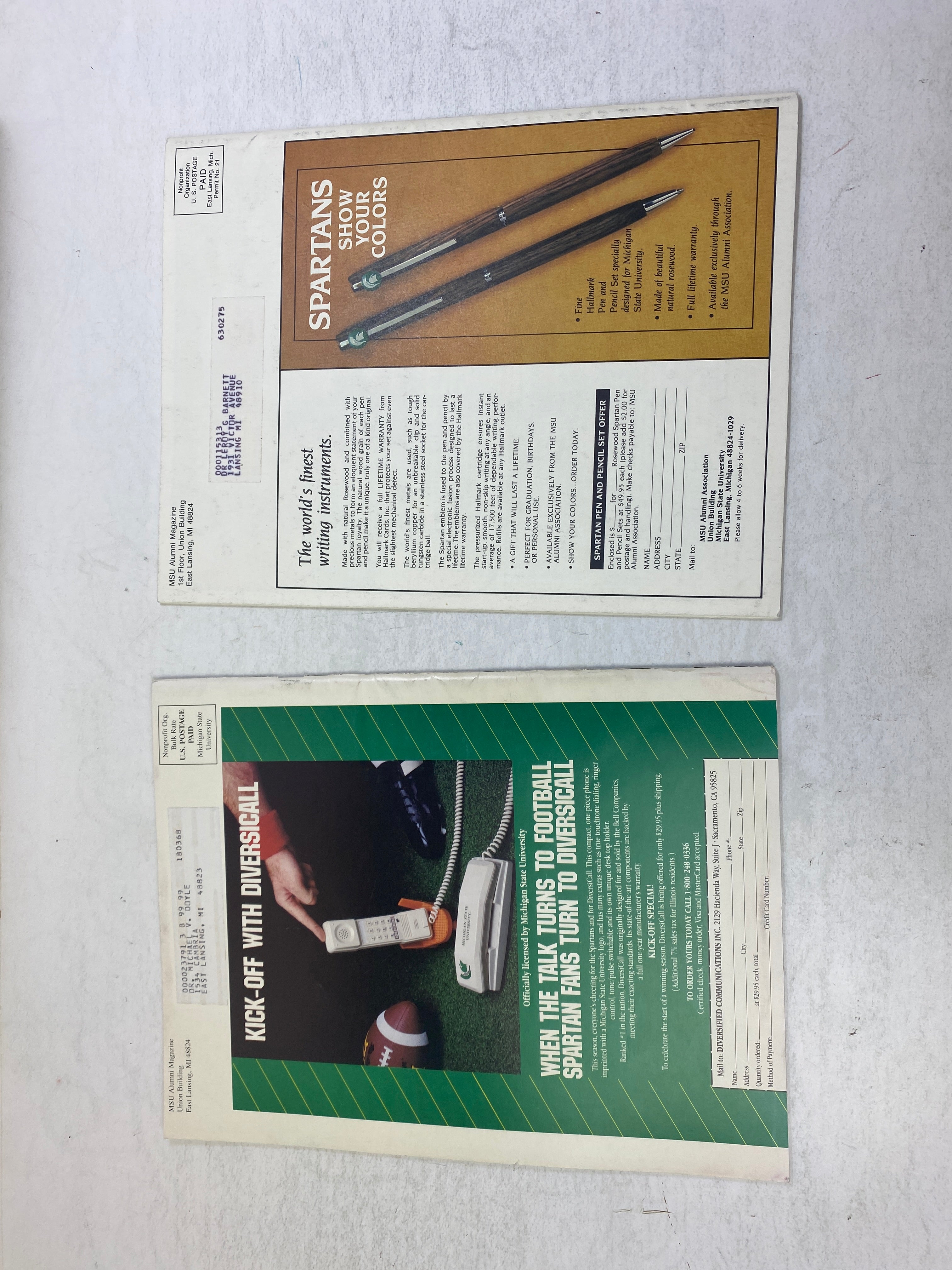 Lot of 2 Vintage MSU Alumni Association Magazines  Rose Bowl 1983 1988