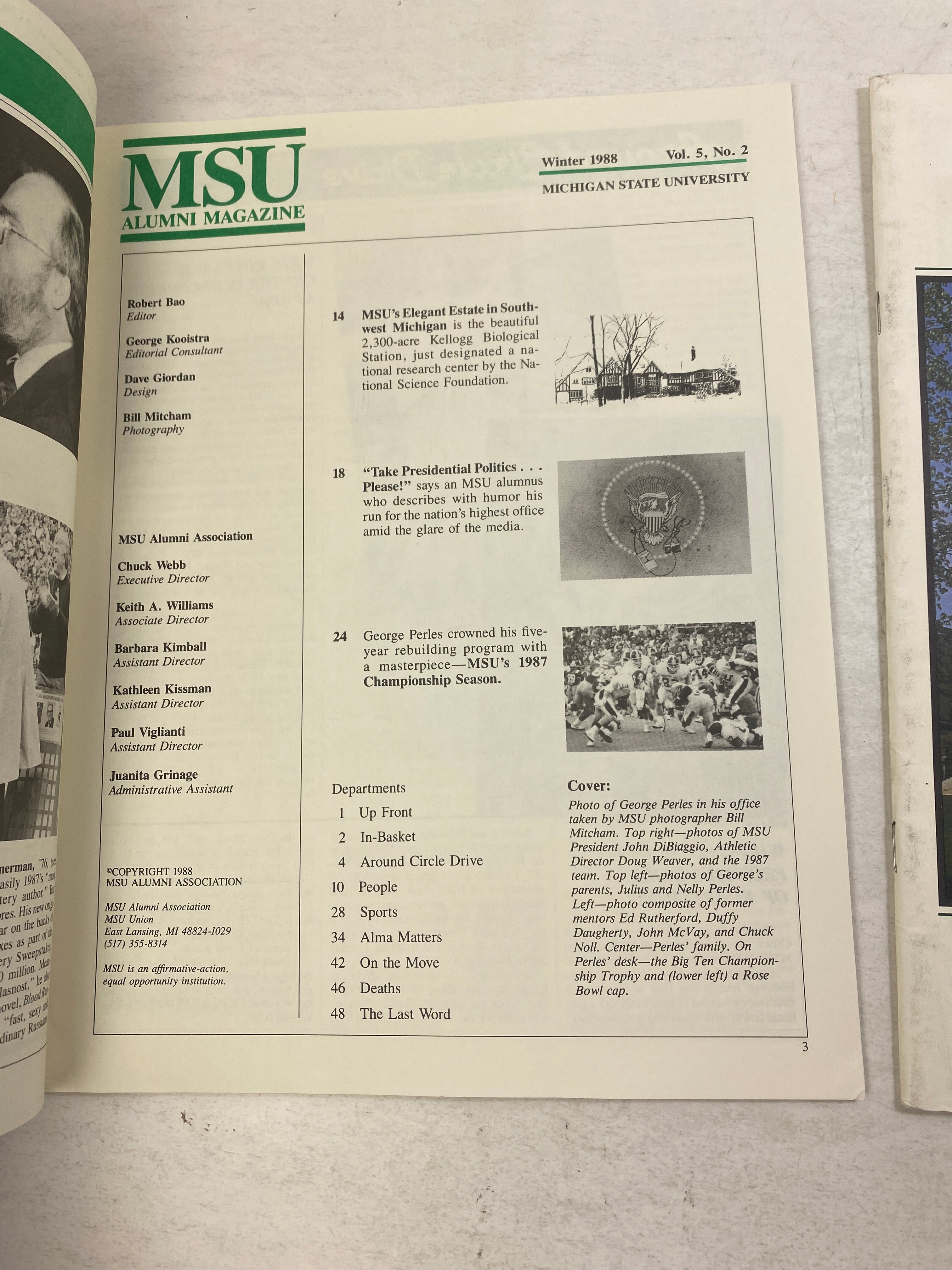 Lot of 2 Vintage MSU Alumni Association Magazines  Rose Bowl 1983 1988