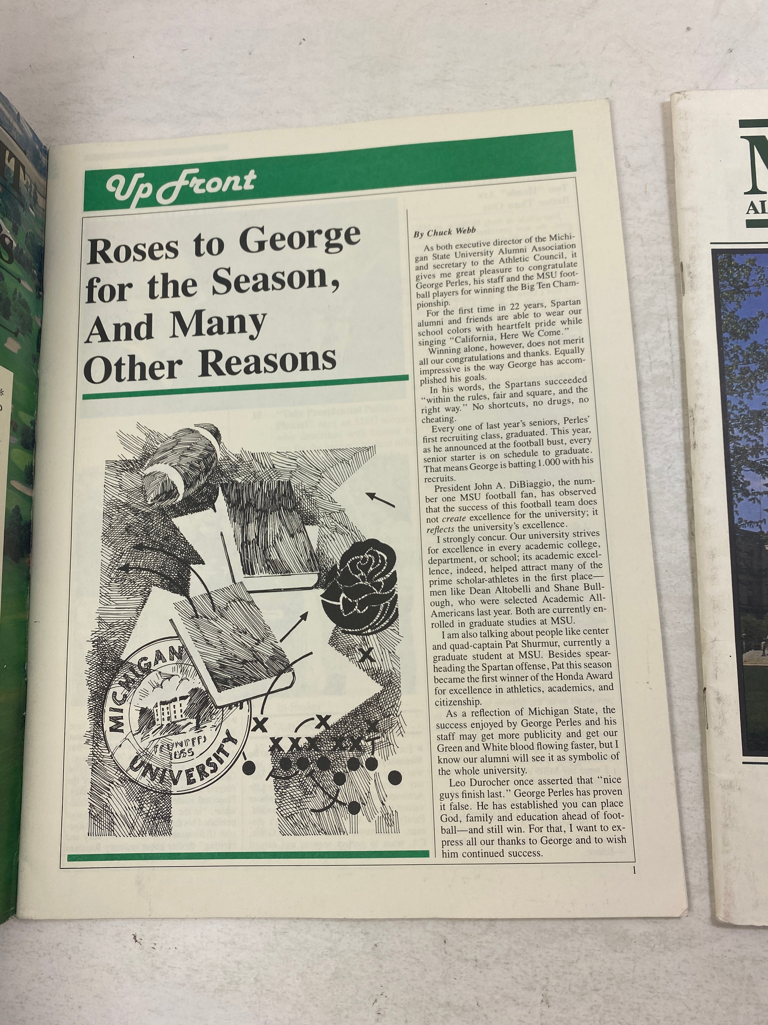 Lot of 2 Vintage MSU Alumni Association Magazines  Rose Bowl 1983 1988