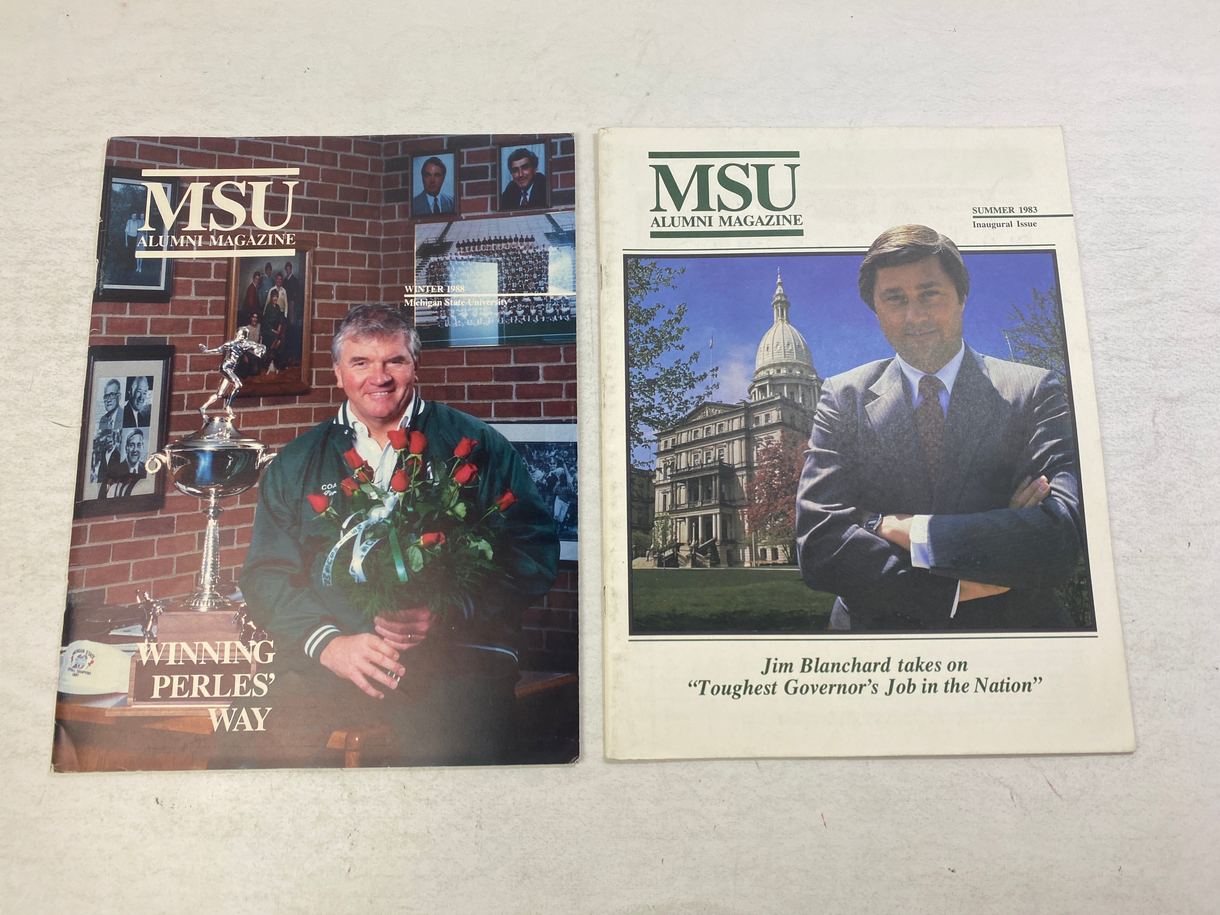 Lot of 2 Vintage MSU Alumni Association Magazines  Rose Bowl 1983 1988