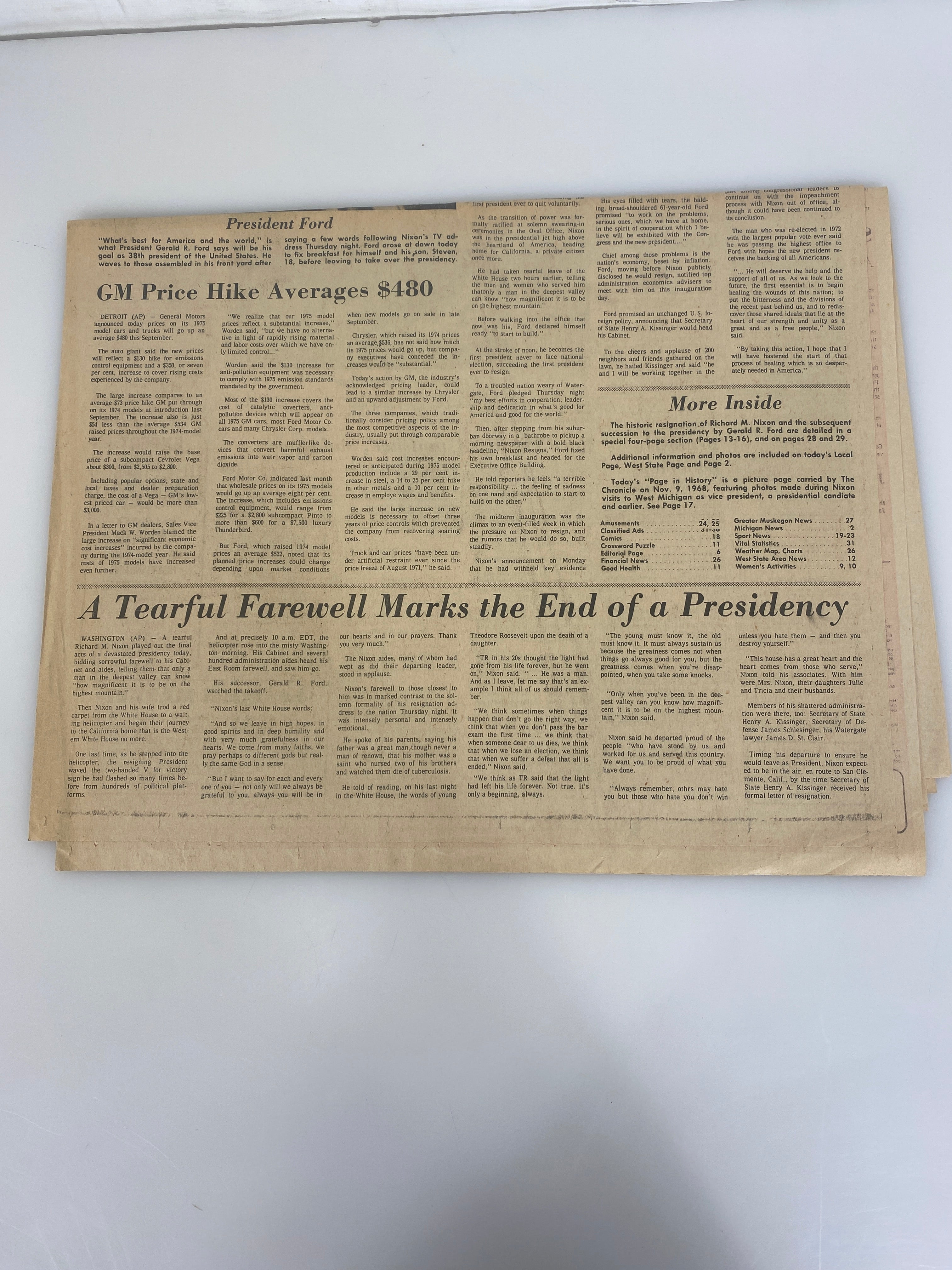 Lot of 2 Vintage Newspapers Nixon Resignation 1974