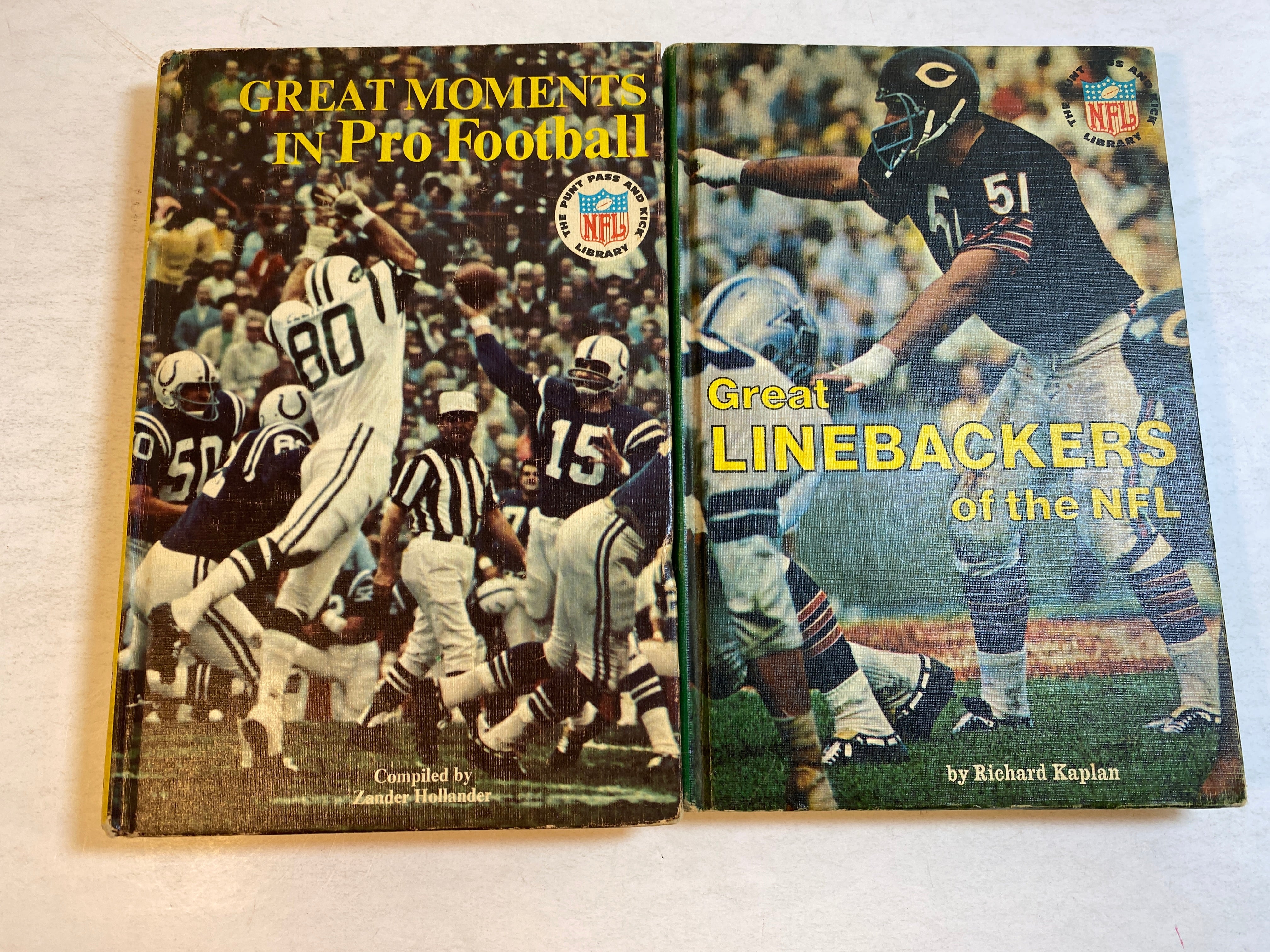 Lot of 2 Vintage NFL Books Linebackers / Great Moments HC 1969-1970
