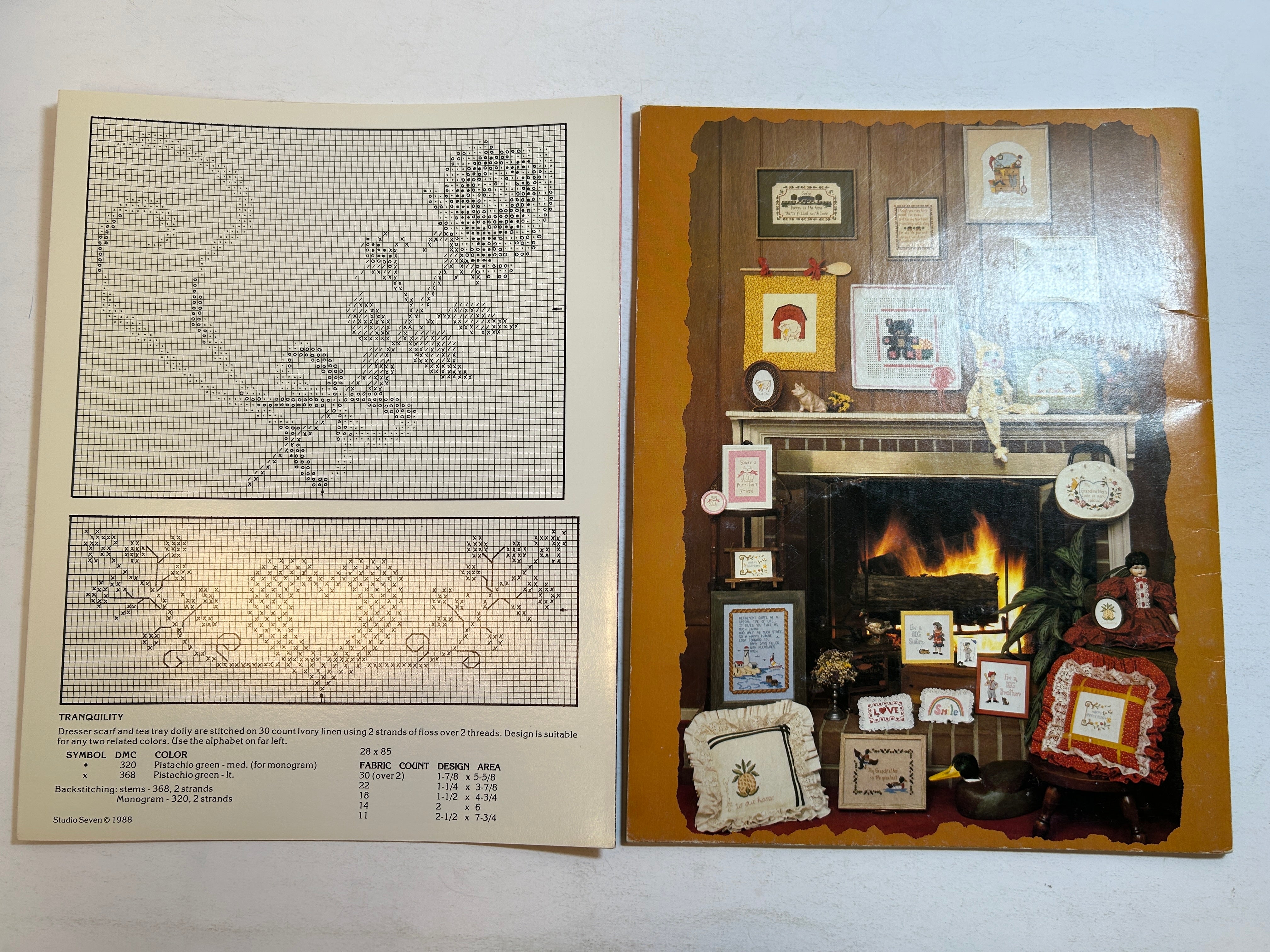 Lot of 2 Vntg Cross Stitch Booklets:Loving Memories/Hopelessly Romantic 1982/88
