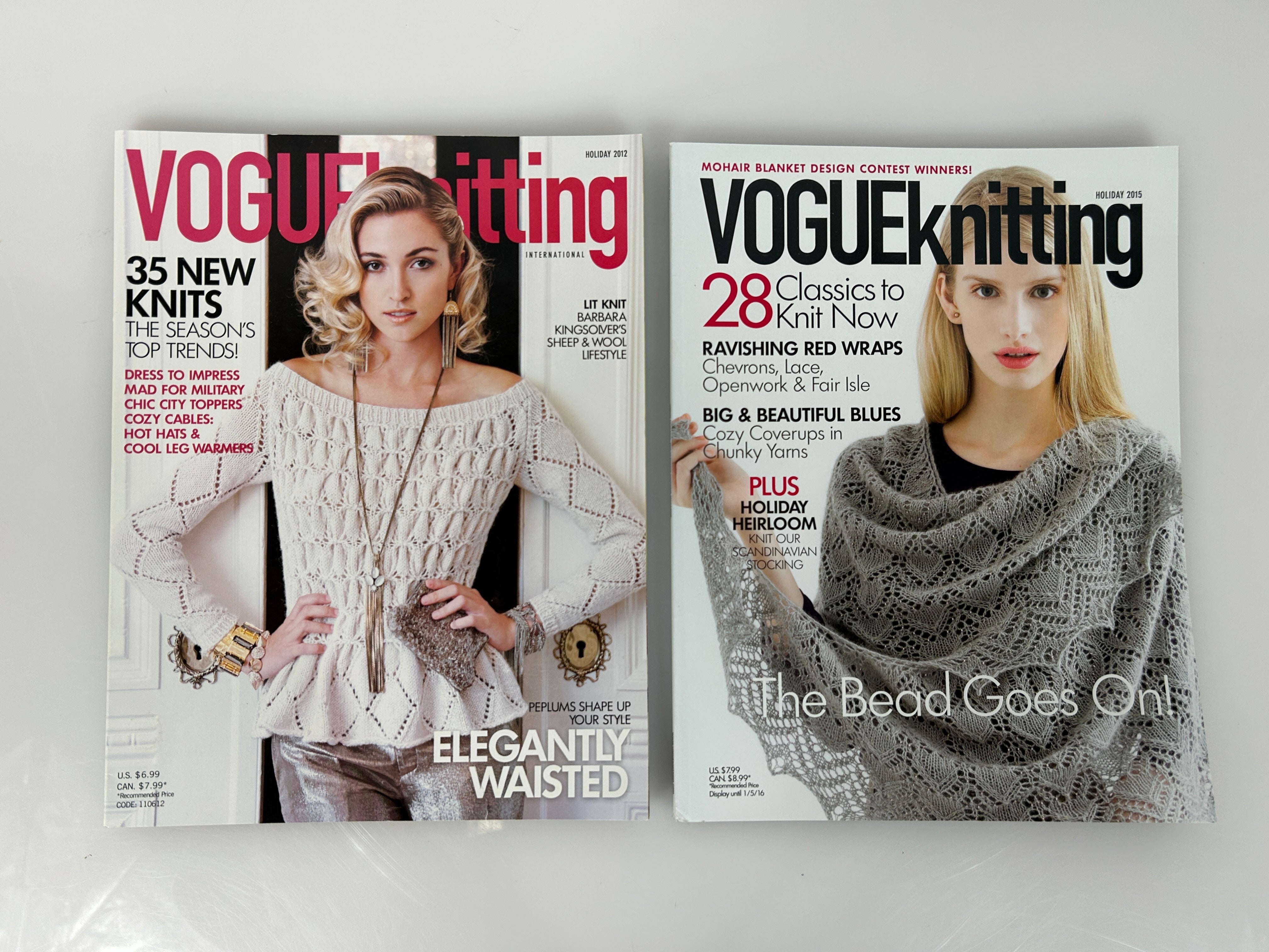 Lot of 2 Vogue Knitting Magazines Holiday Issues 2012 & 2015