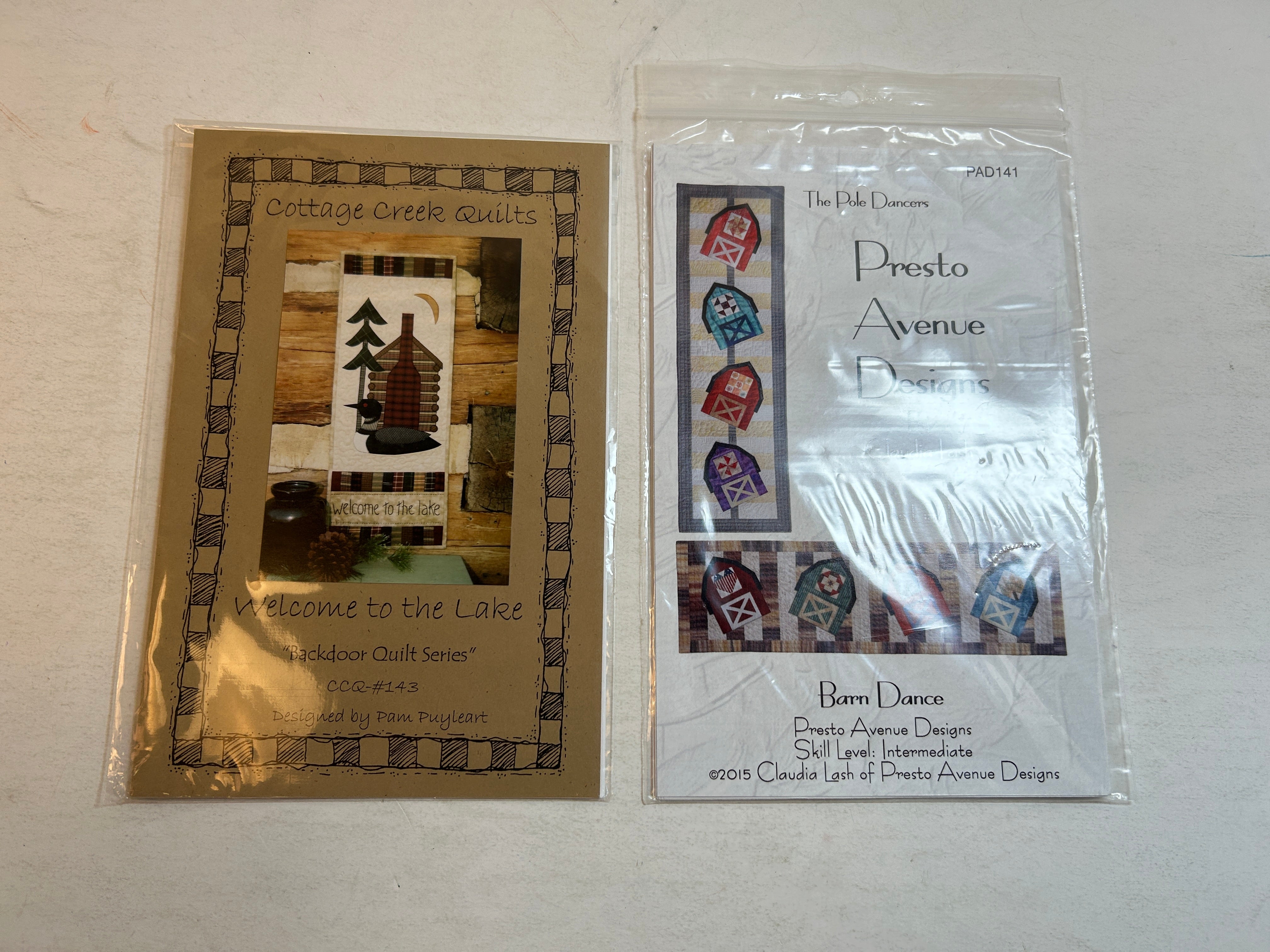 Lot of 2 Wall/Table Quilt Patterns: Welcome to the Lake/Band Dance