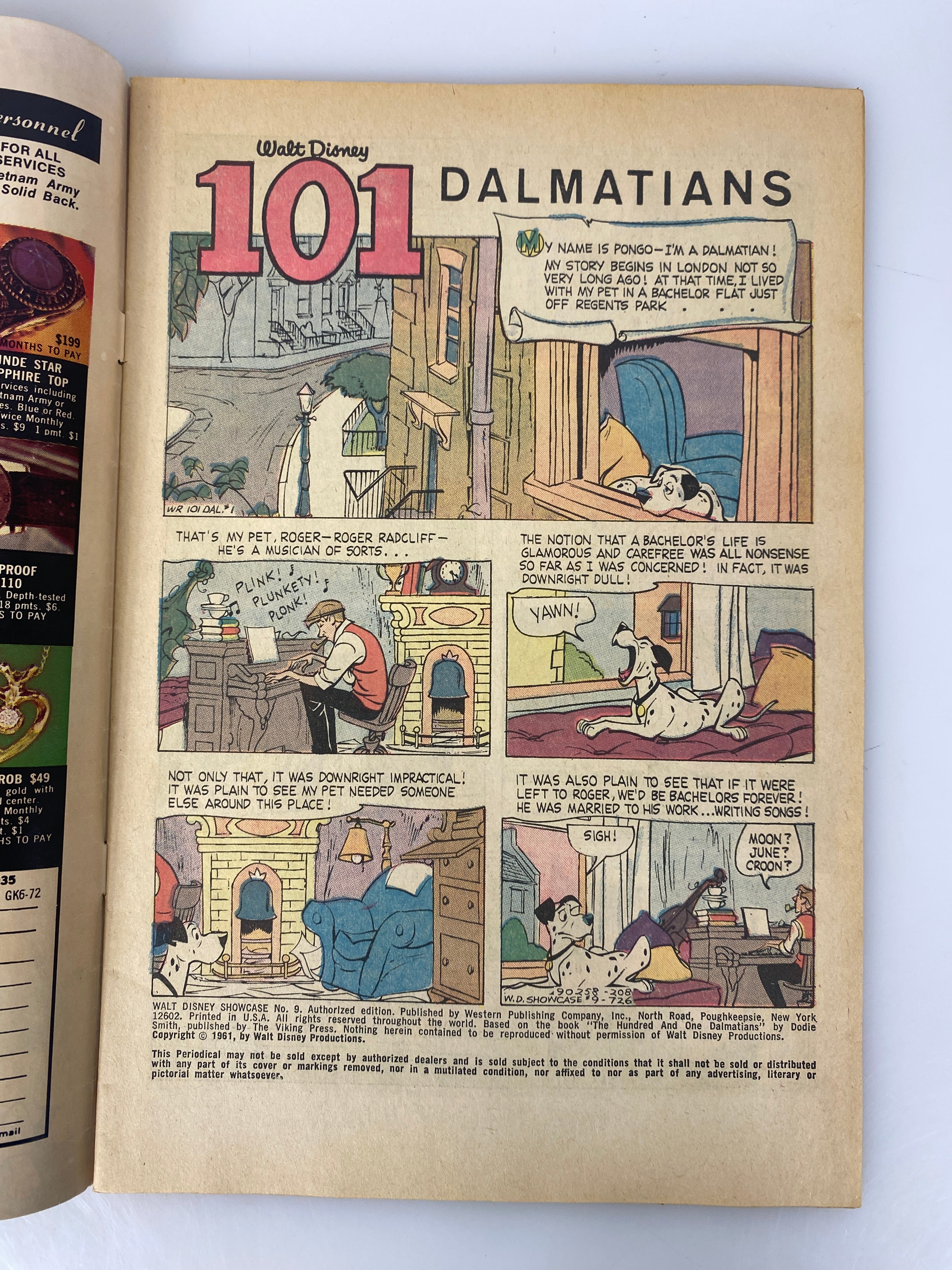 Lot of 2 Walt Disney Showcase Comics Tinkerbell 101 Dalmatians 1961-1976