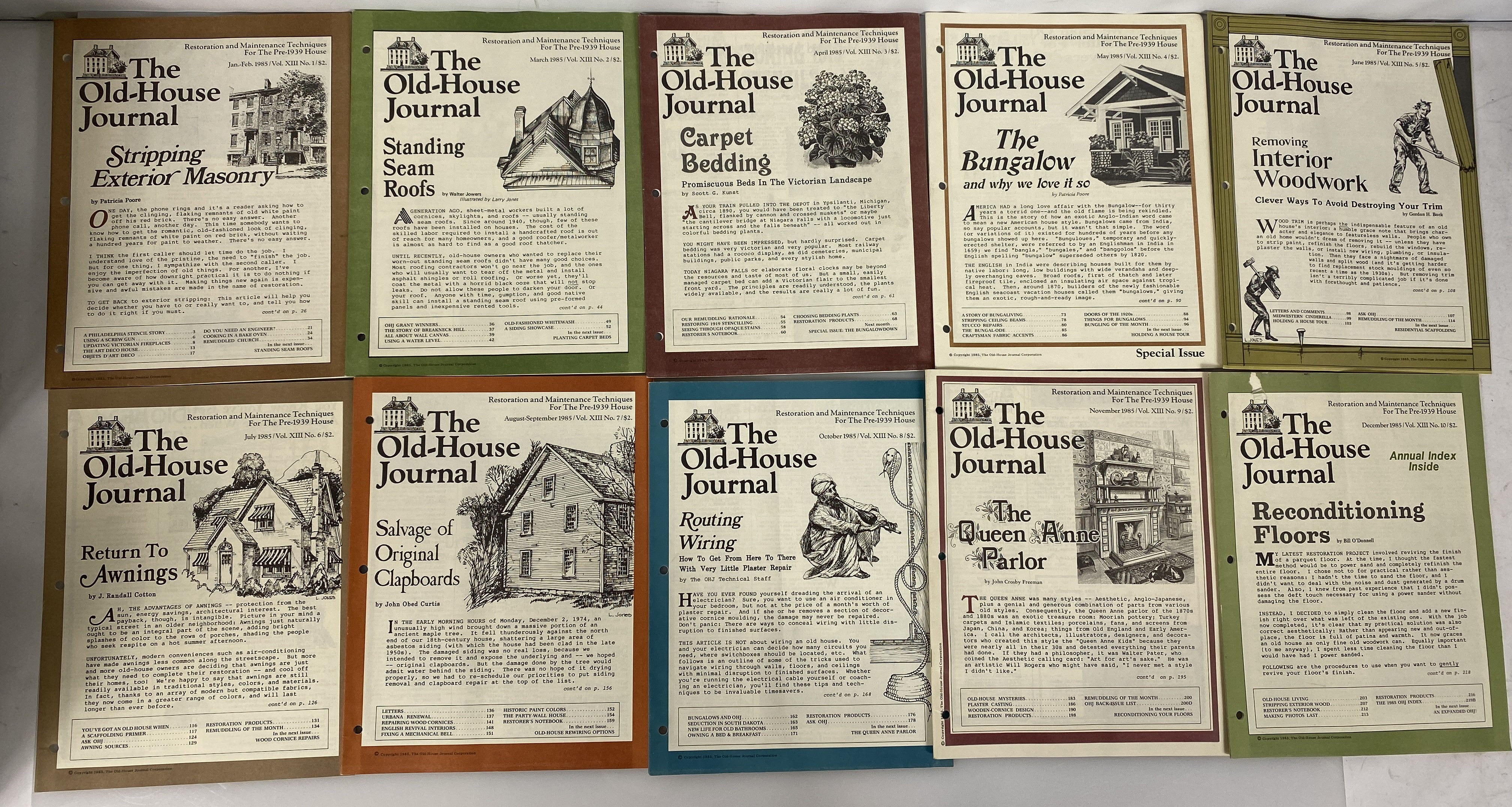 Lot of 20 The Old-House Journal magazine/newsletter run 1984-1985