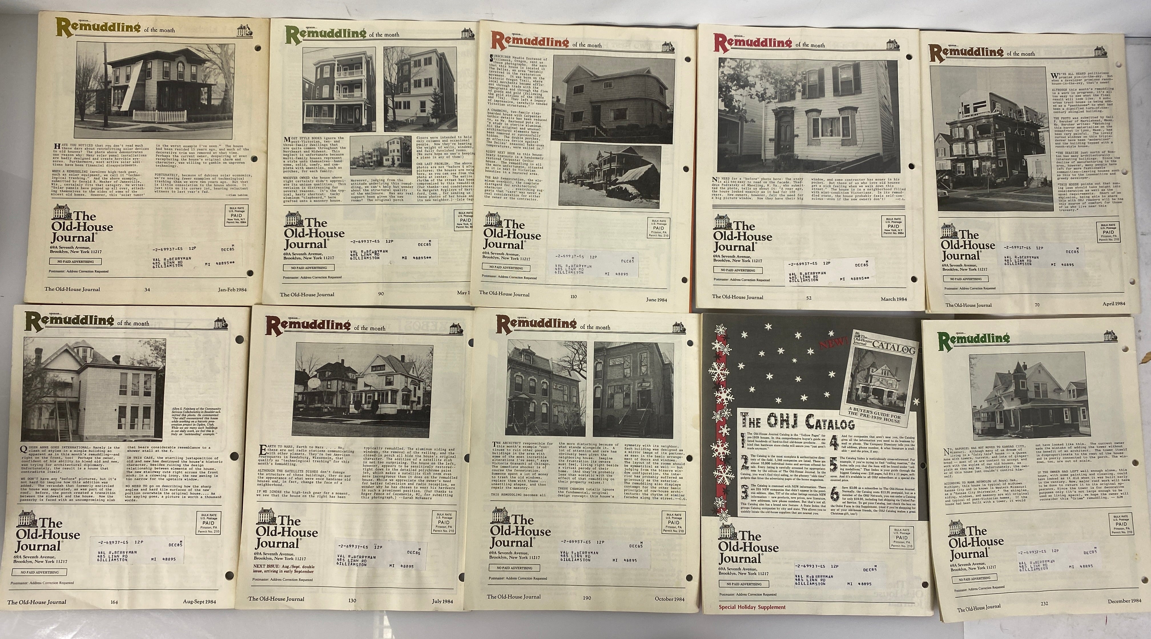 Lot of 20 The Old-House Journal magazine/newsletter run 1984-1985