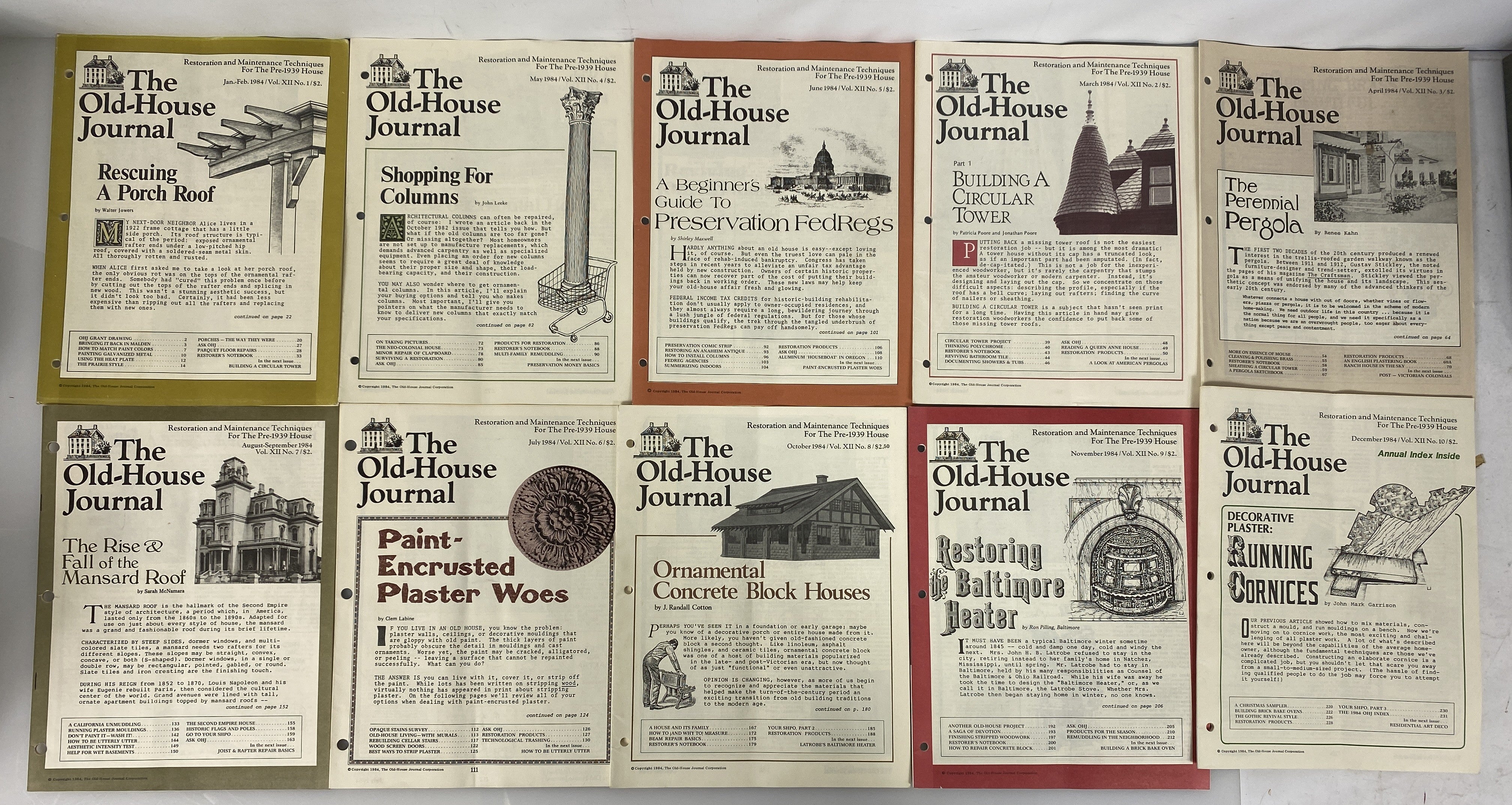 Lot of 20 The Old-House Journal magazine/newsletter run 1984-1985