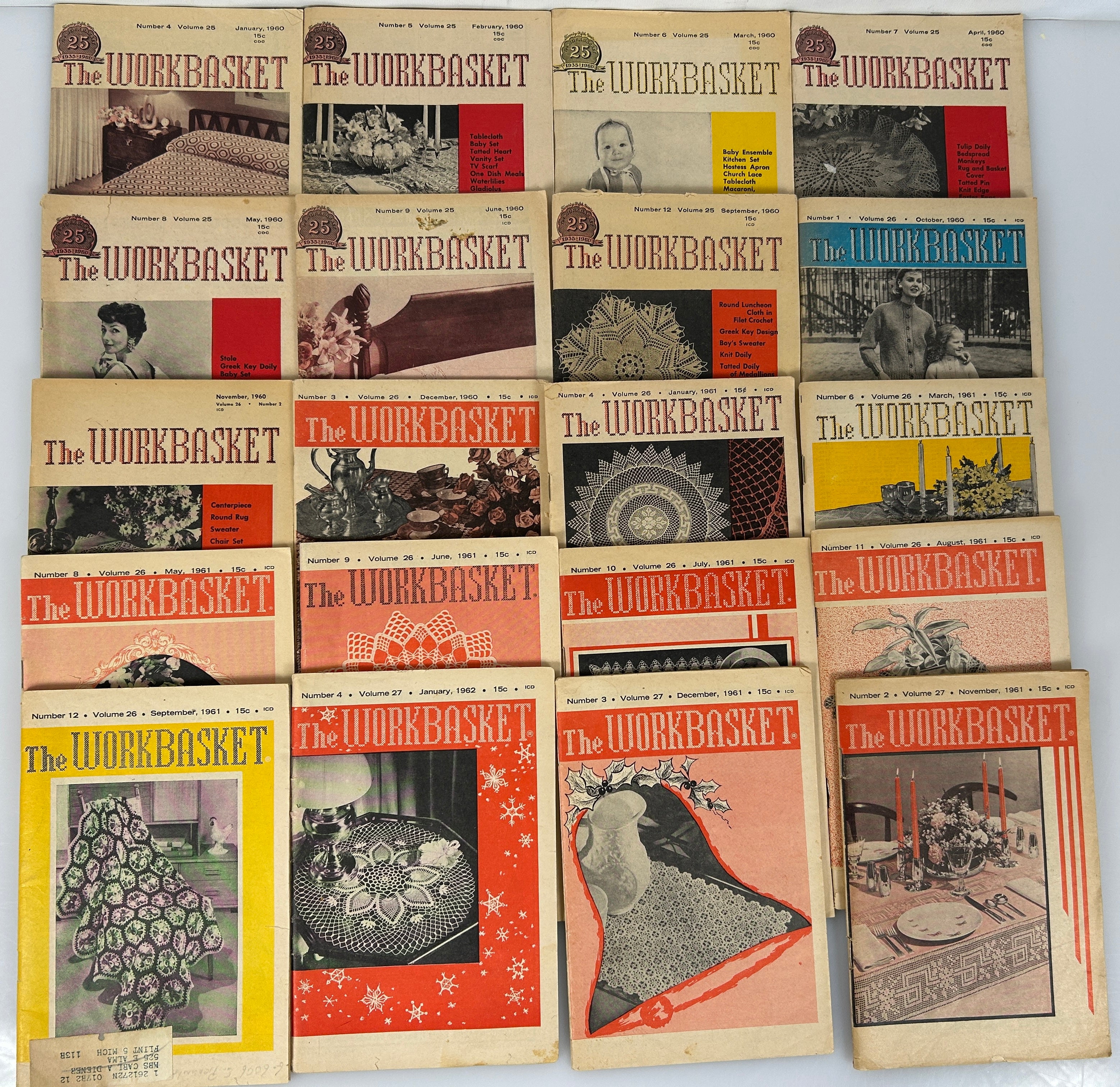 Lot of 20 The Workbasket Magazine Volume 25-27 (1960-1962)
