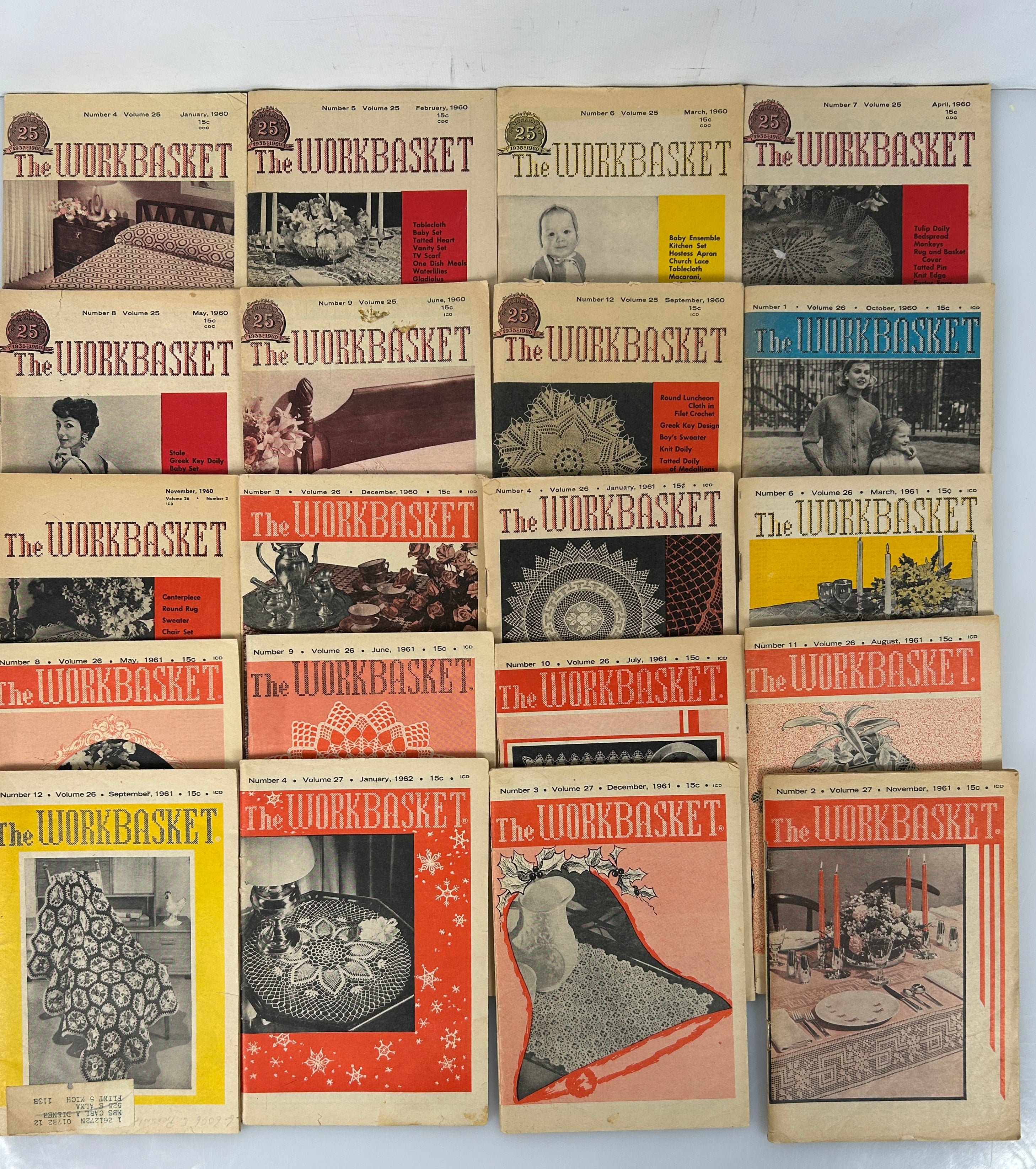 Lot of 20 The Workbasket Magazine Volume 25-27 (1960-1962)