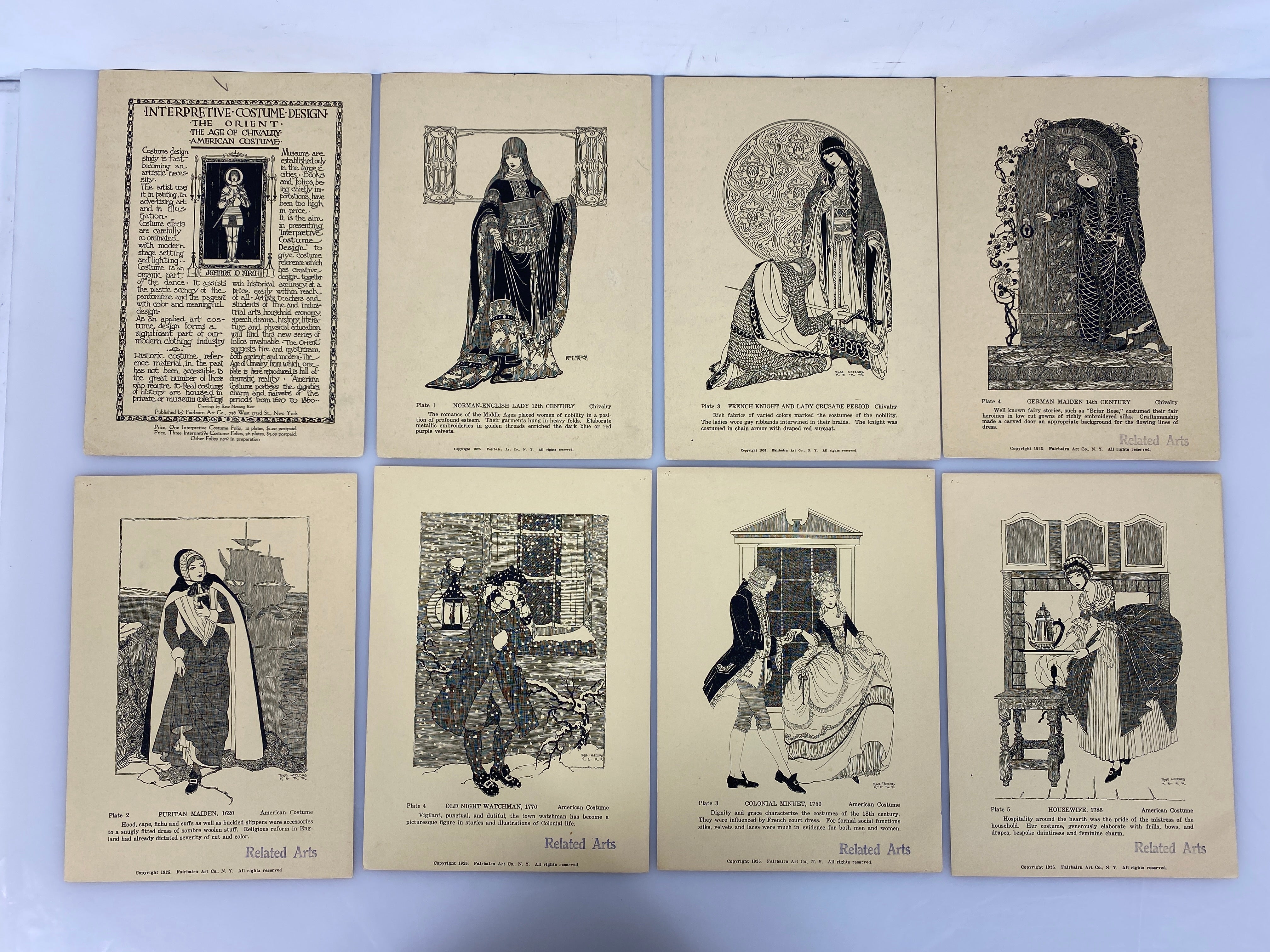 Lot of 20 Vintage Fashion History Cards 1925