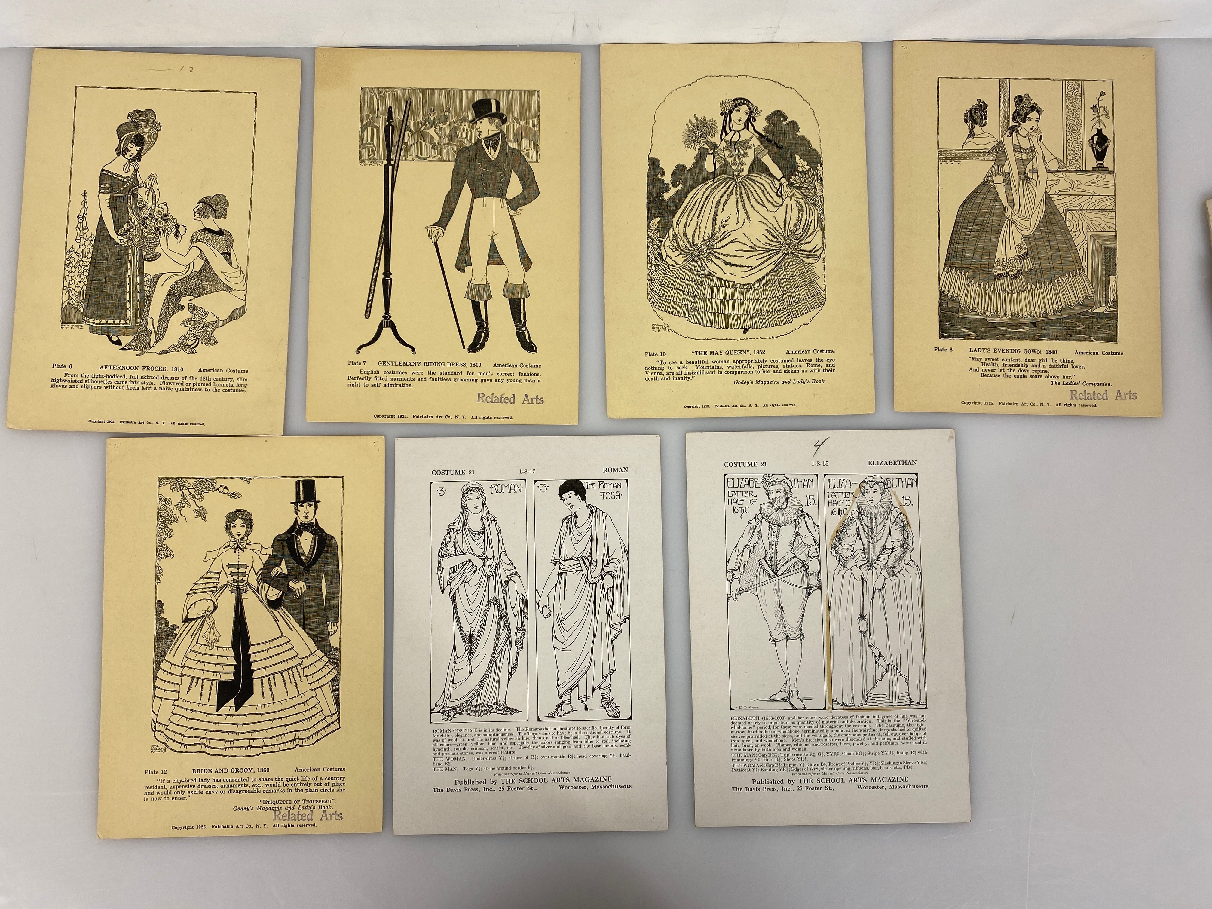 Lot of 20 Vintage Fashion History Cards 1925