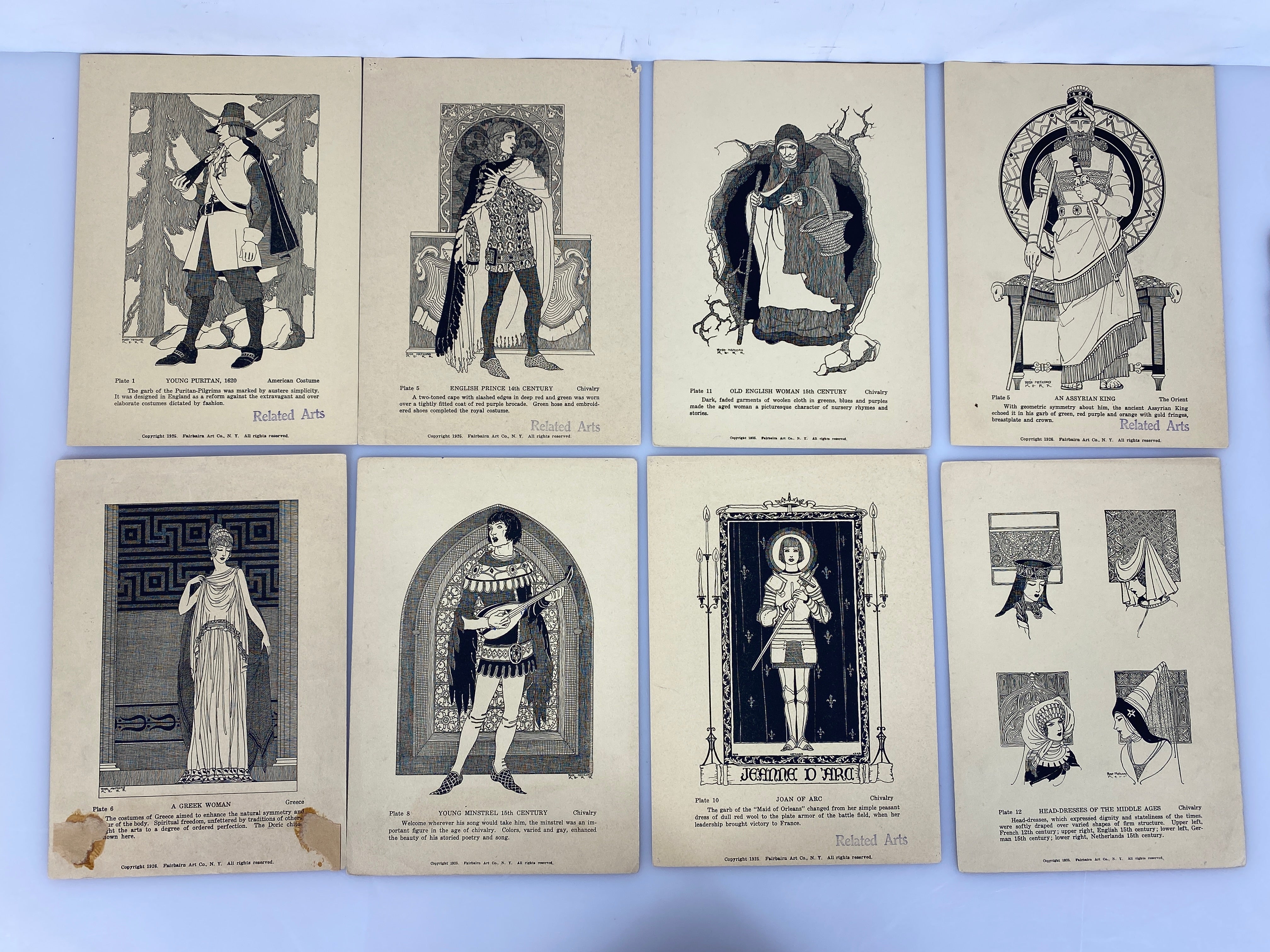 Lot of 20 Vintage Fashion History Cards 1925