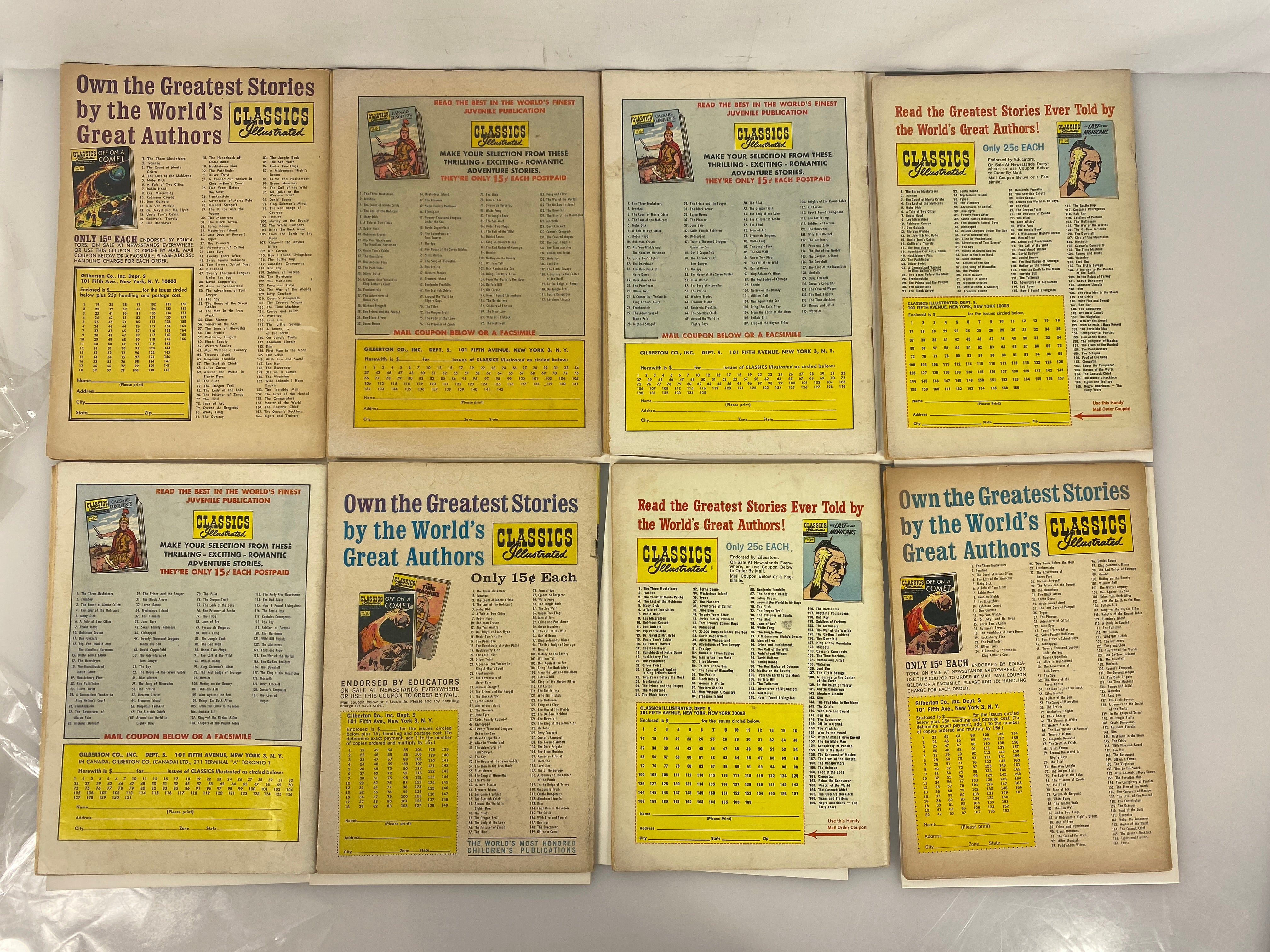 Lot of 21  Classics Illustrated Comics 21-49 Reissued Covers 1950s-1960s