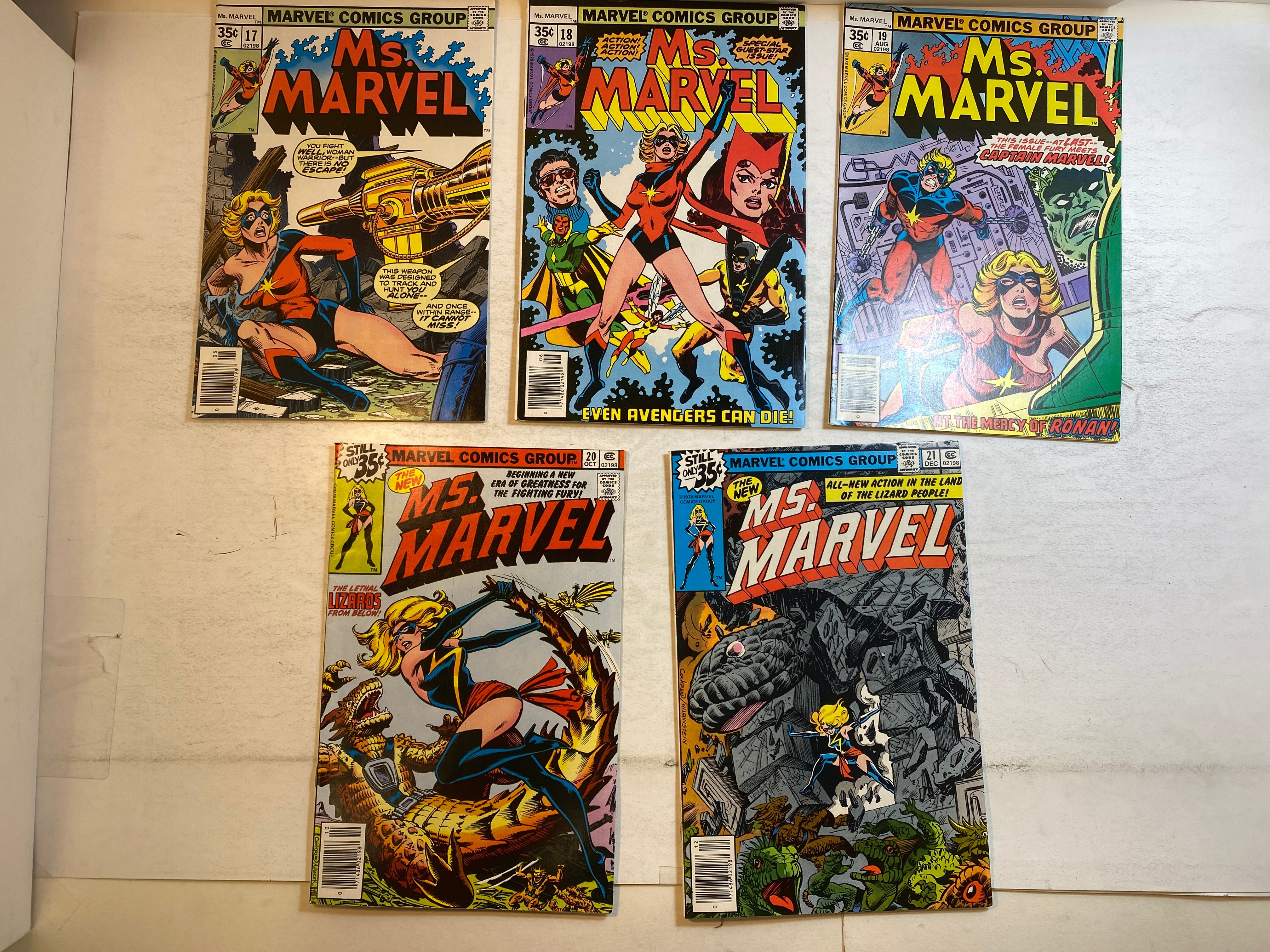 Lot of 21 Ms. Marvel 1-21 Comics 1977-1978