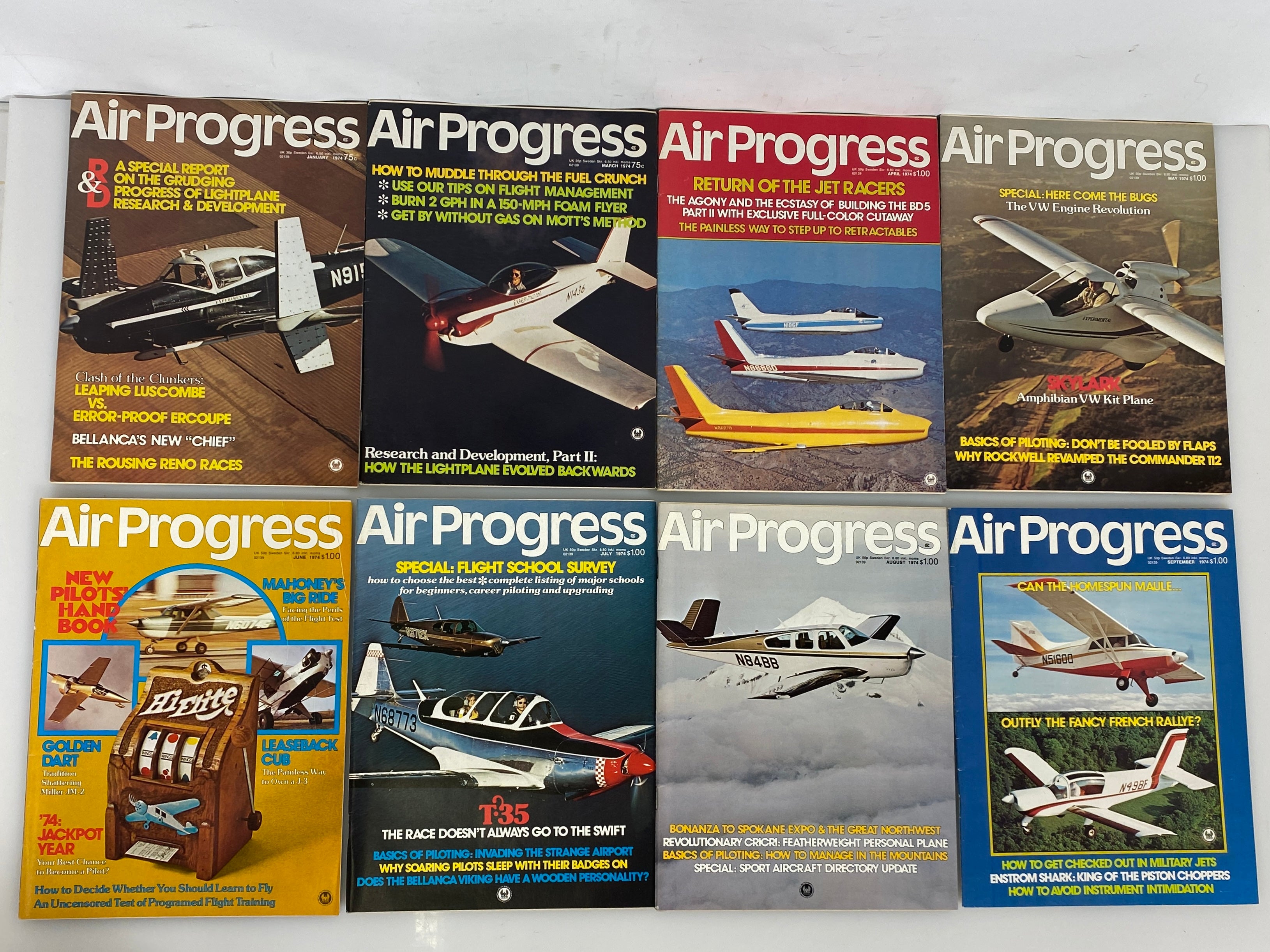 Lot of 21 Vintage Air Progress Magazines 1973-1974