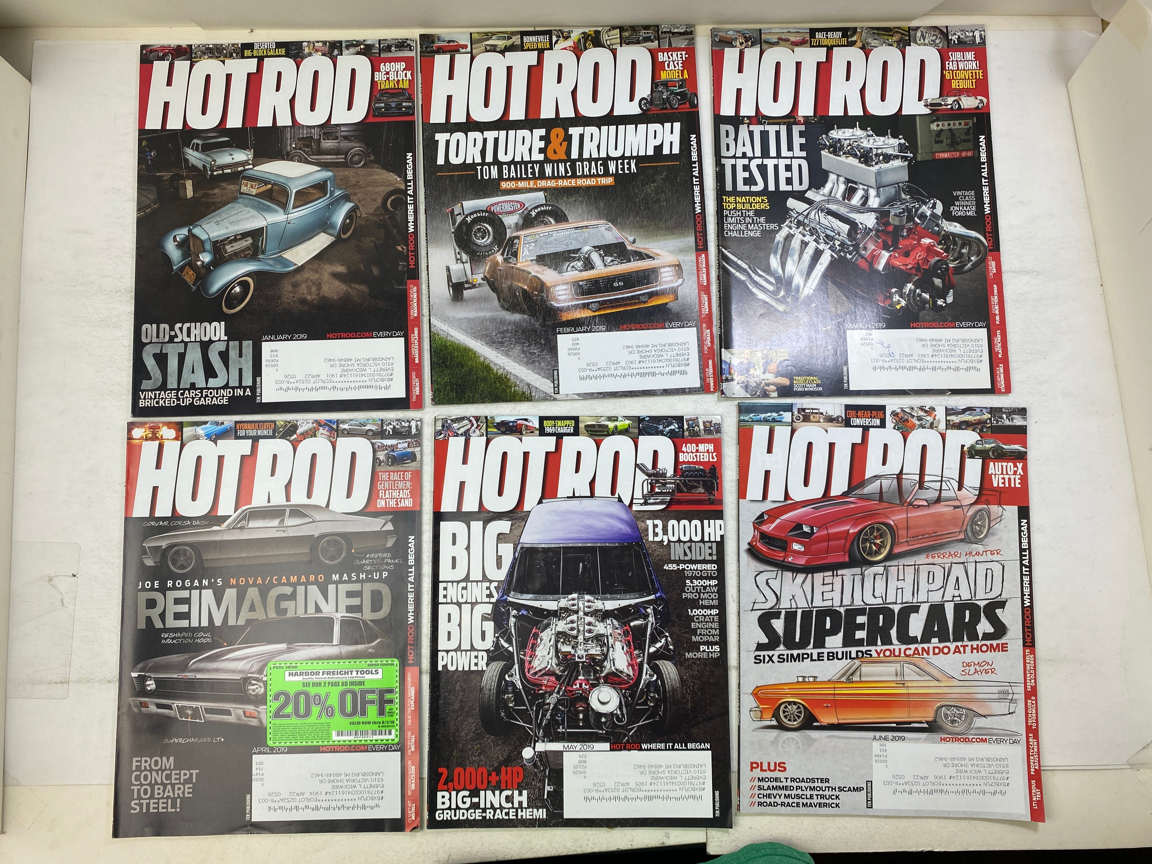 Lot of 24 Hot Rod Magazines 2019-2020 Full Run