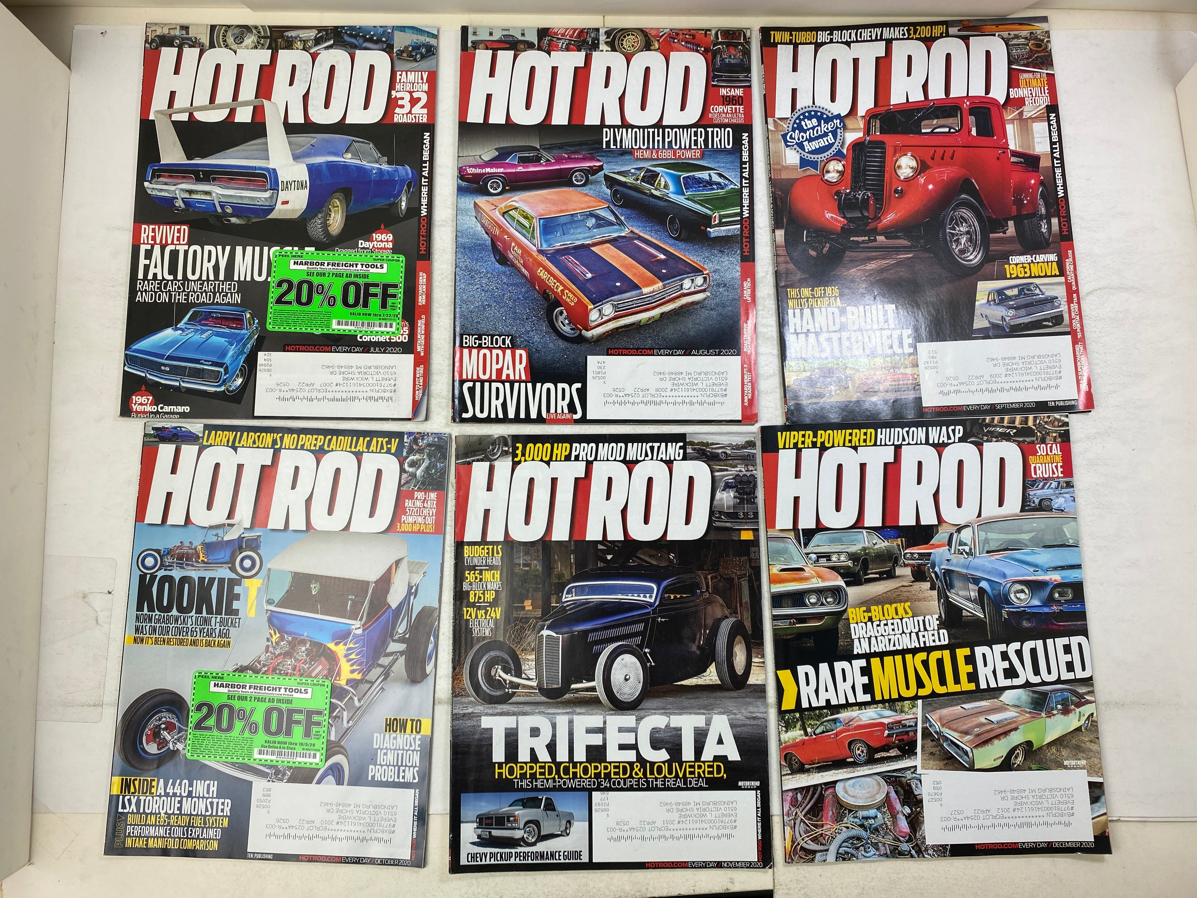 Lot of 24 Hot Rod Magazines 2019-2020 Full Run
