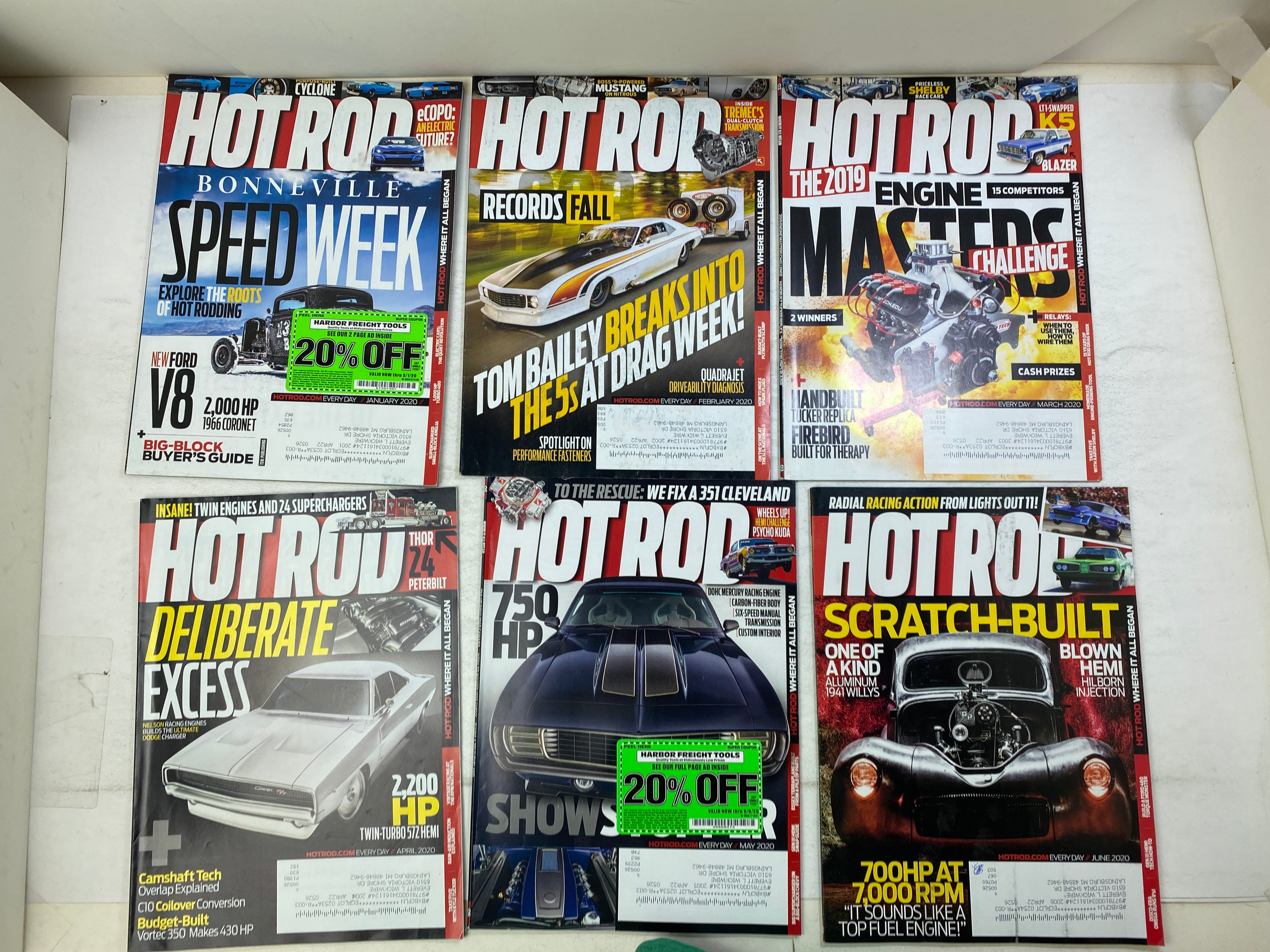 Lot of 24 Hot Rod Magazines 2019-2020 Full Run