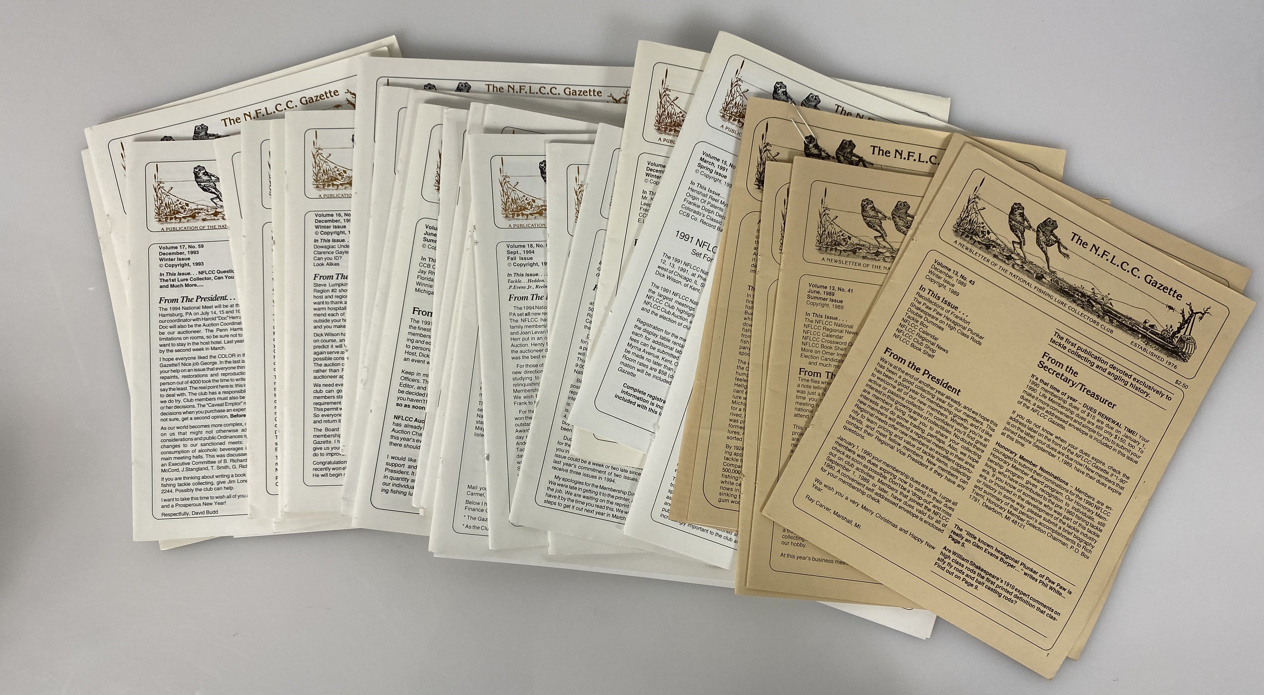 Lot of 27 National Fishing Lure Collectors Gazette 1989-1995