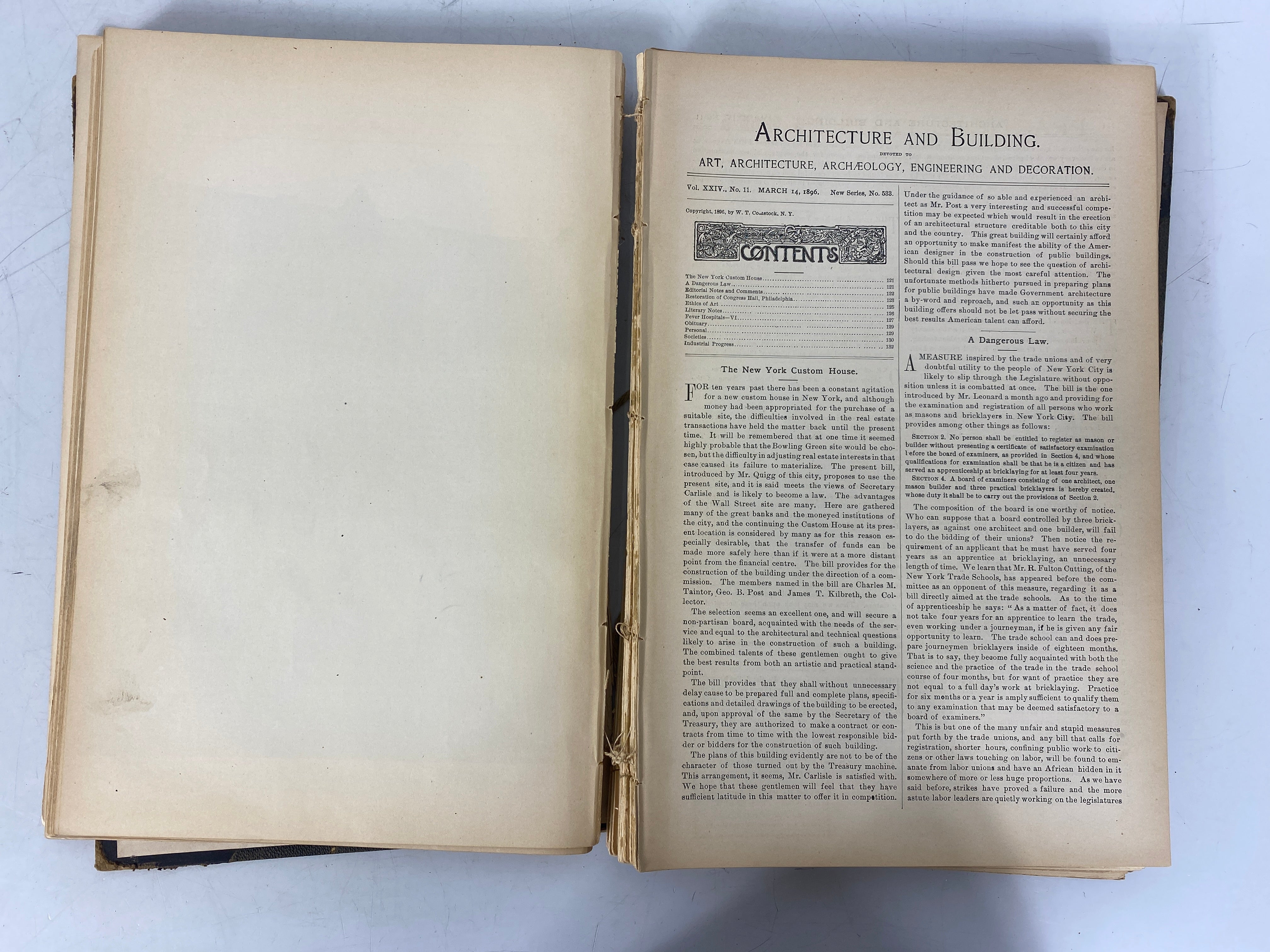 Lot of 3 Antique Bound Vols Architecture/Manufacturer & Builder Magazines