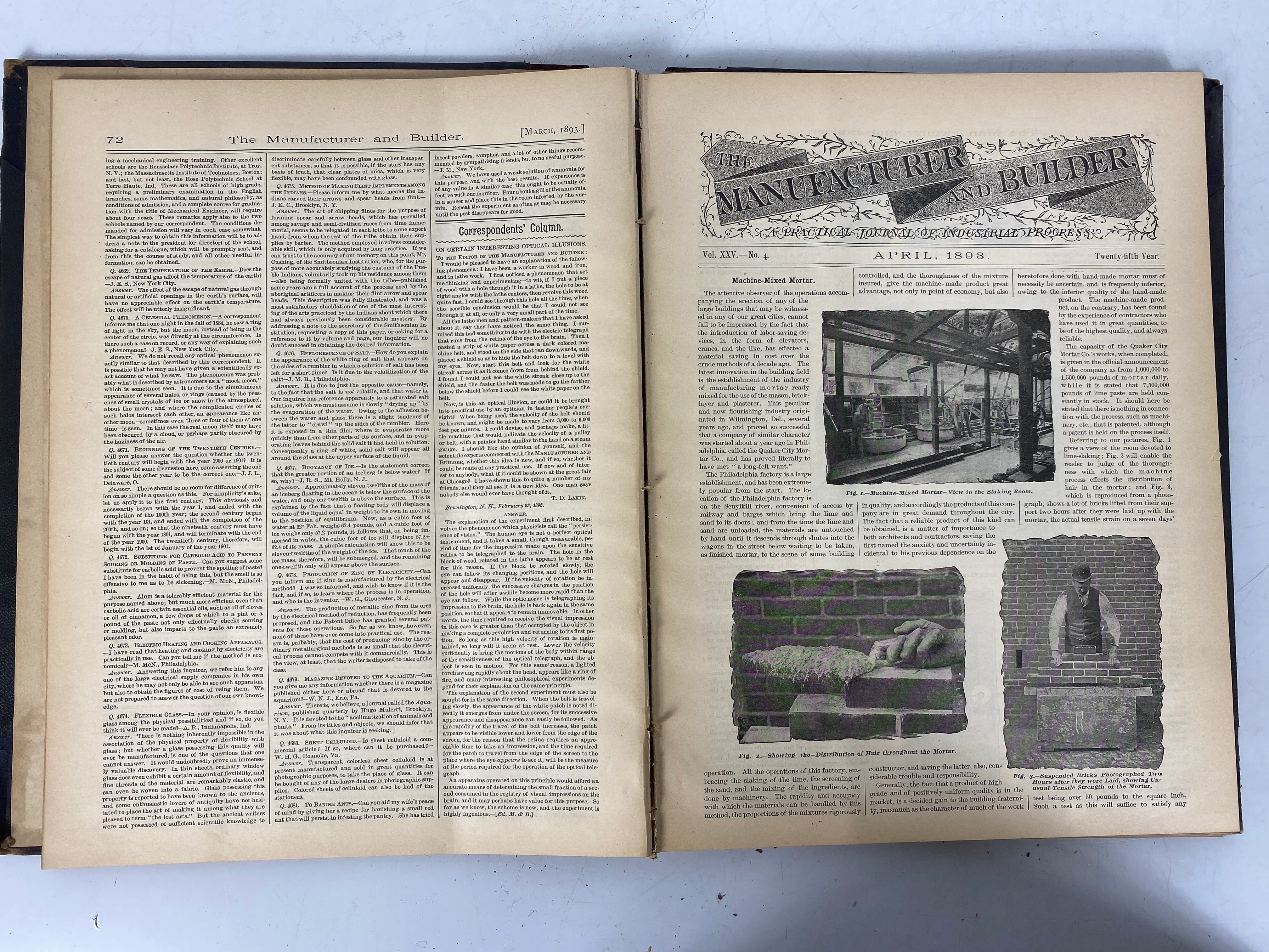 Lot of 3 Antique Bound Vols Architecture/Manufacturer & Builder Magazines
