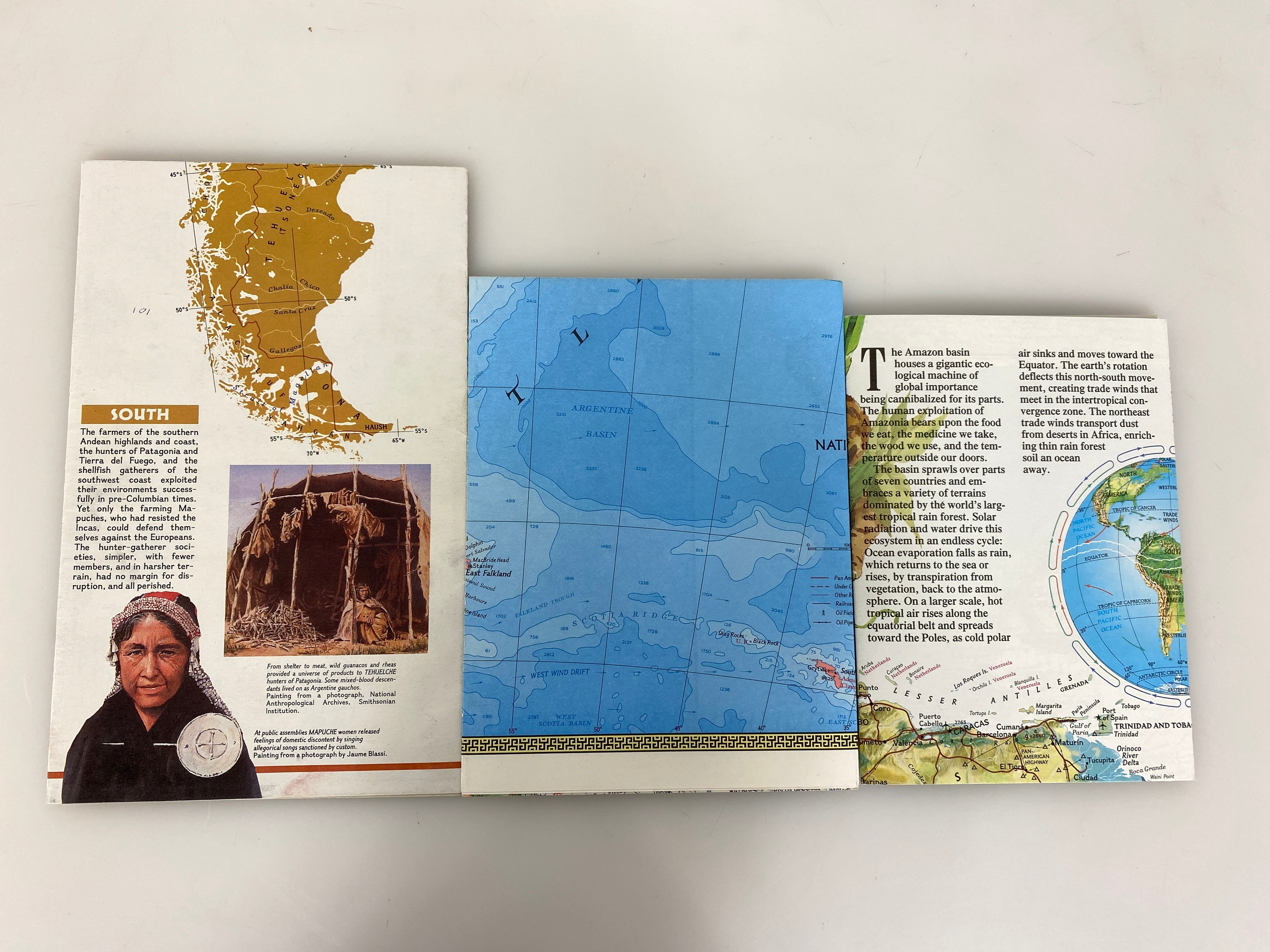 Lot of 3: Archaeology of South America/South America Nat Geo Maps 1972-1992
