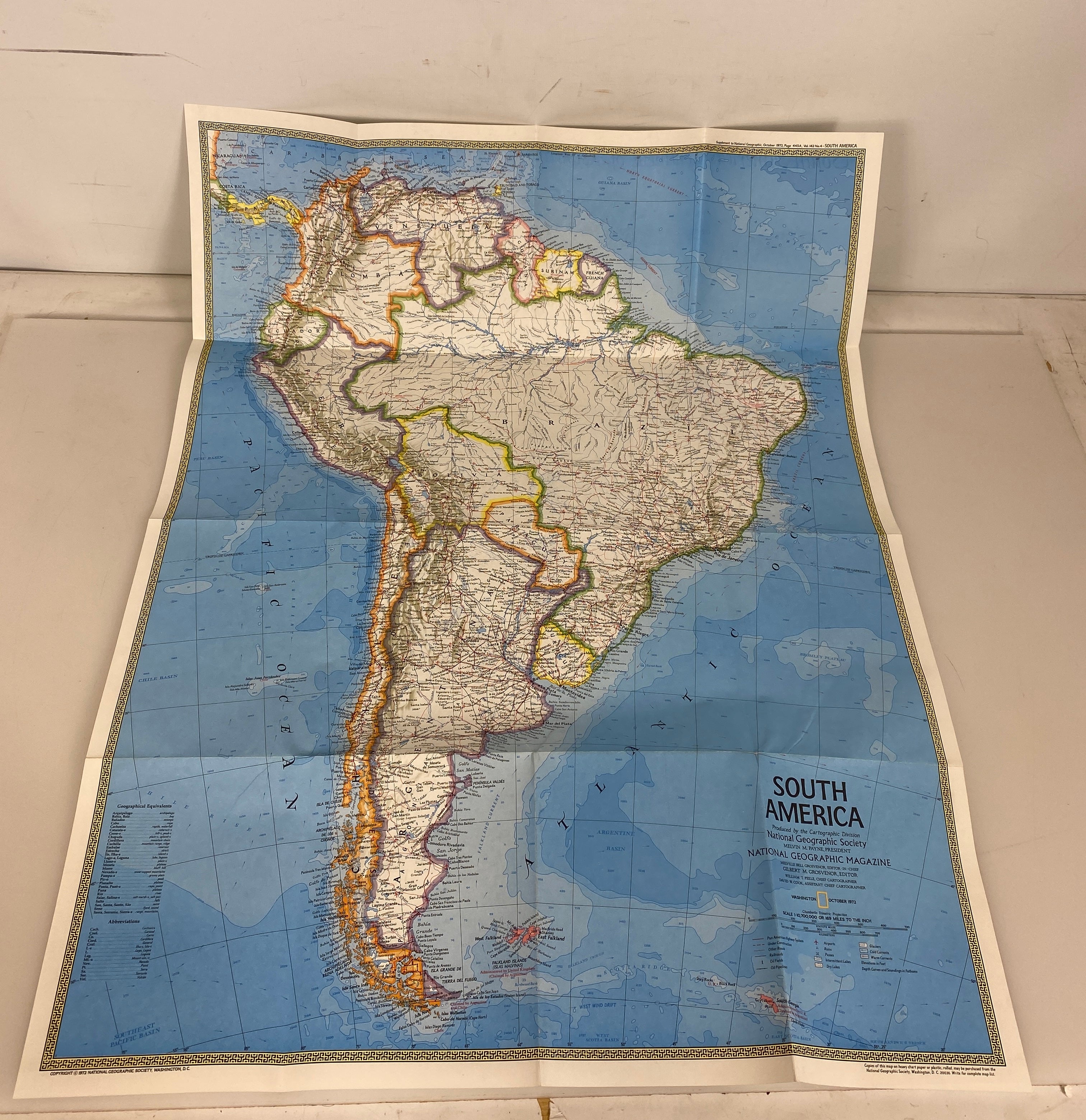 Lot of 3: Archaeology of South America/South America Nat Geo Maps 1972-1992