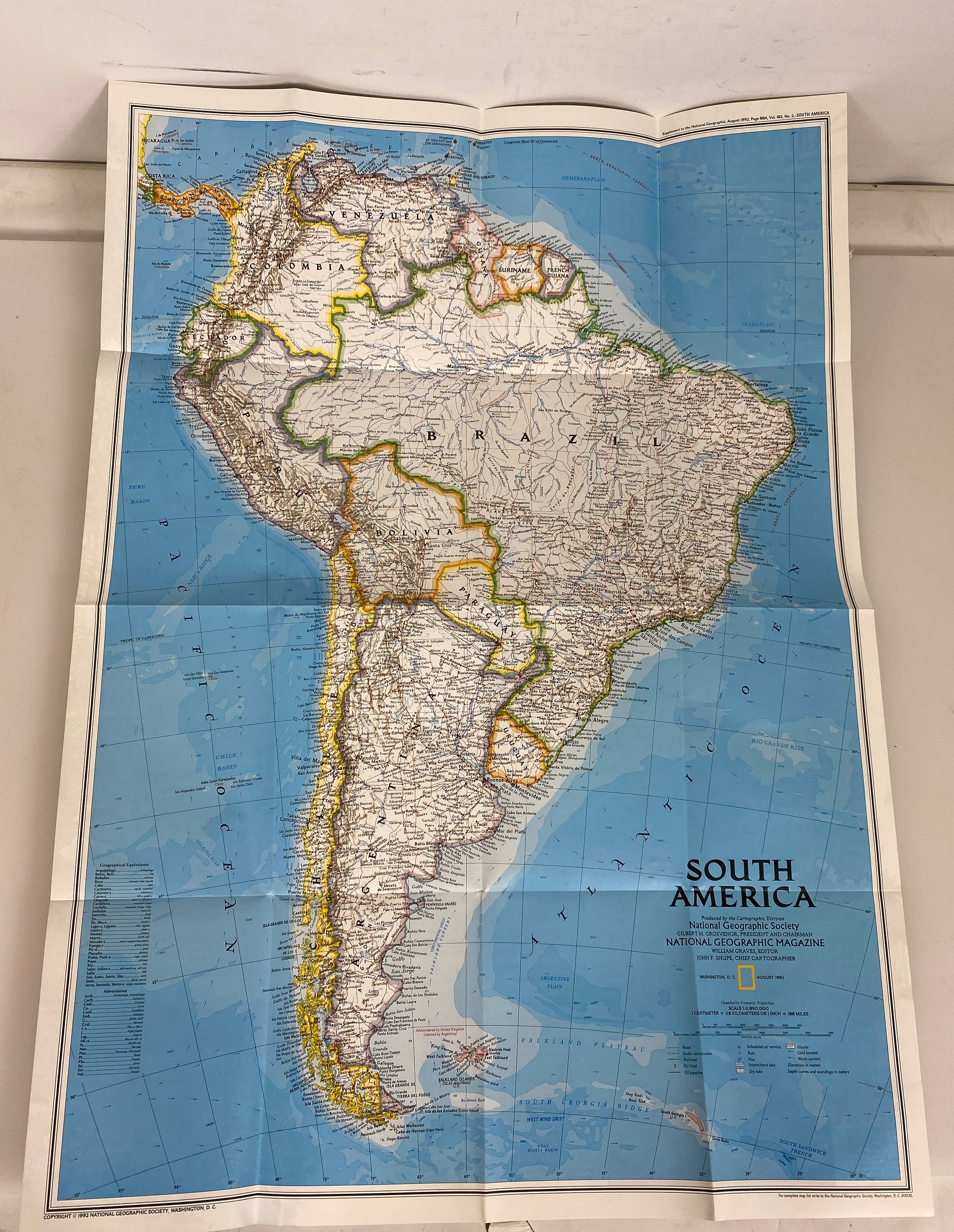 Lot of 3: Archaeology of South America/South America Nat Geo Maps 1972-1992
