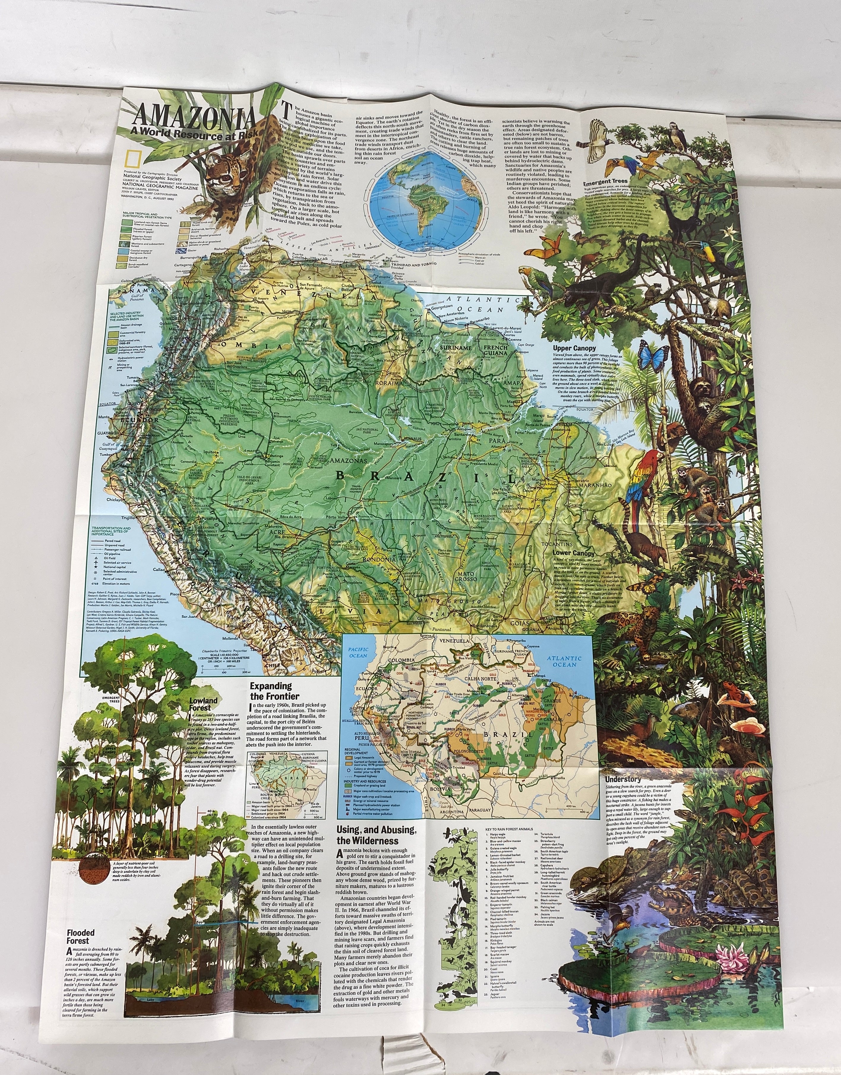 Lot of 3: Archaeology of South America/South America Nat Geo Maps 1972-1992