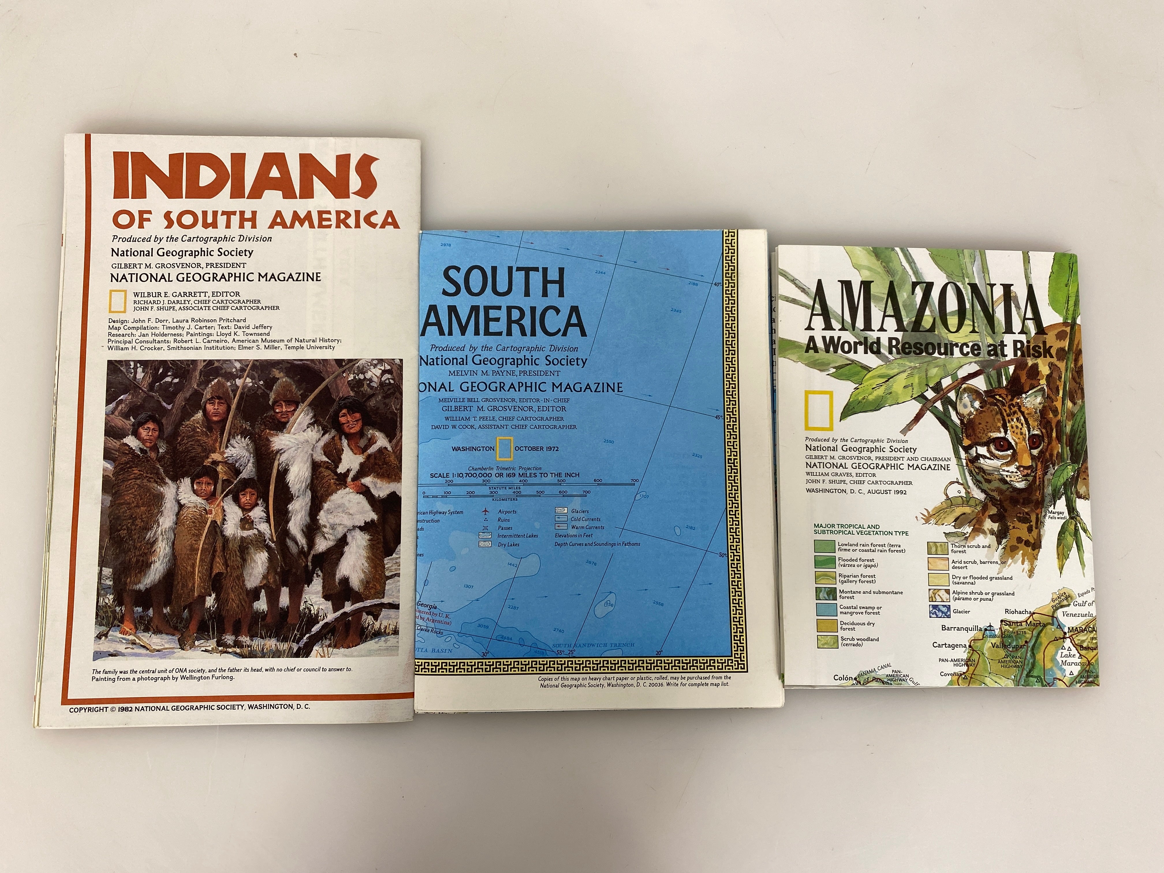 Lot of 3: Archaeology of South America/South America Nat Geo Maps 1972-1992