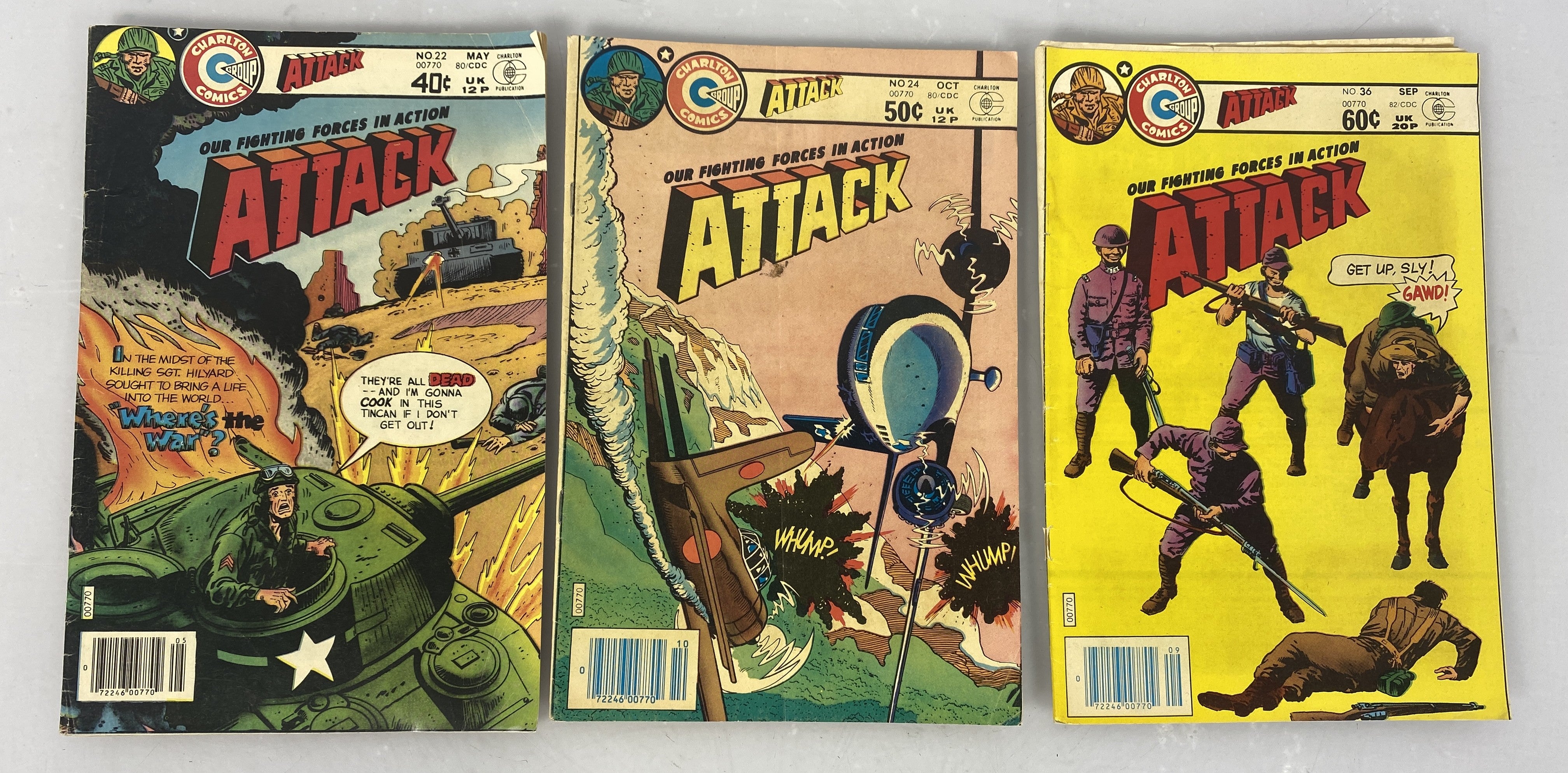 Lot of 3 Attack: Our Fighting Forces in Action 1980 Charlton Comics