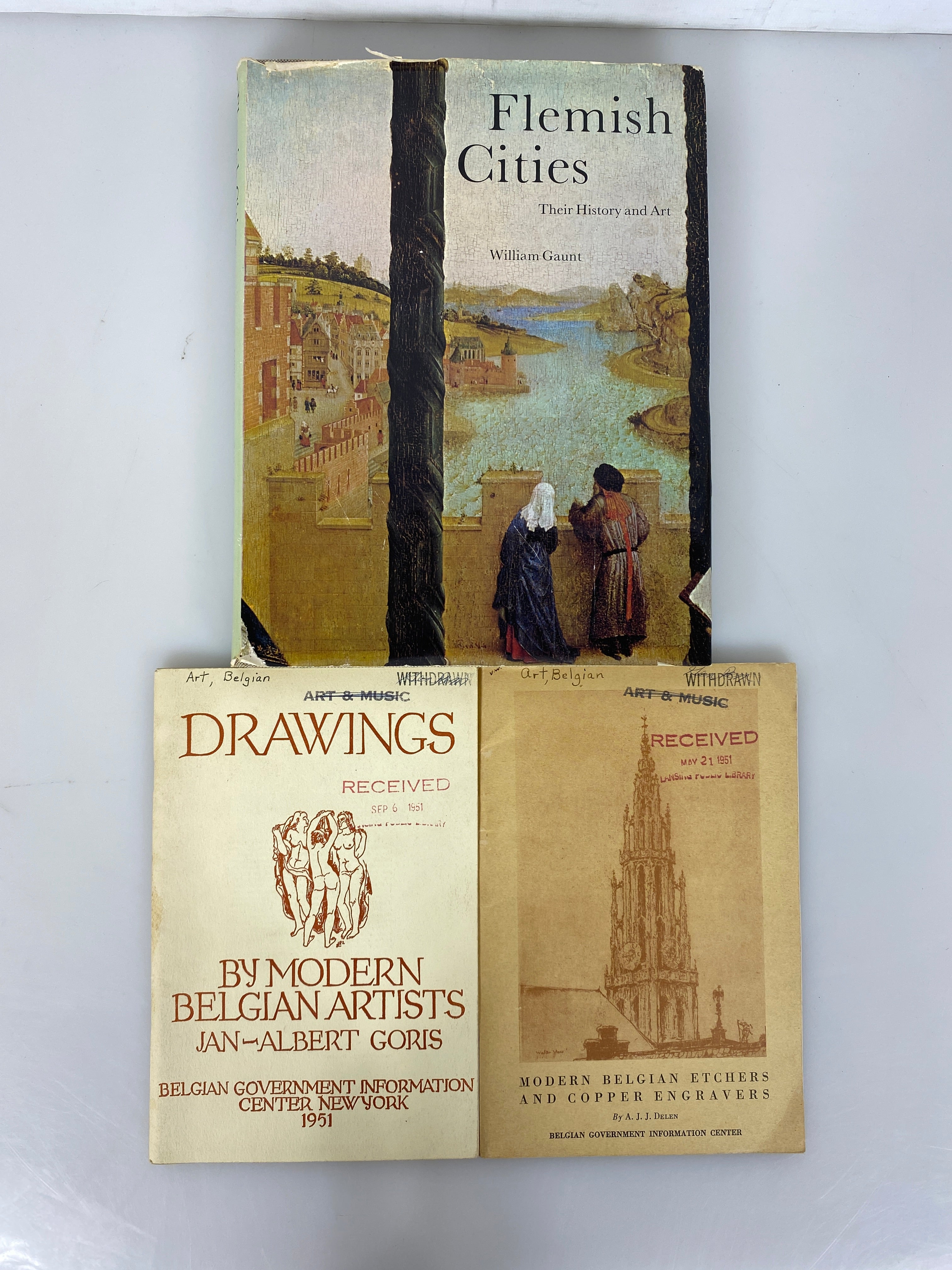 Lot of 3 Belgian Art: Flemish Cities/Drawings/Etchers & Copper Engravers 1951-69