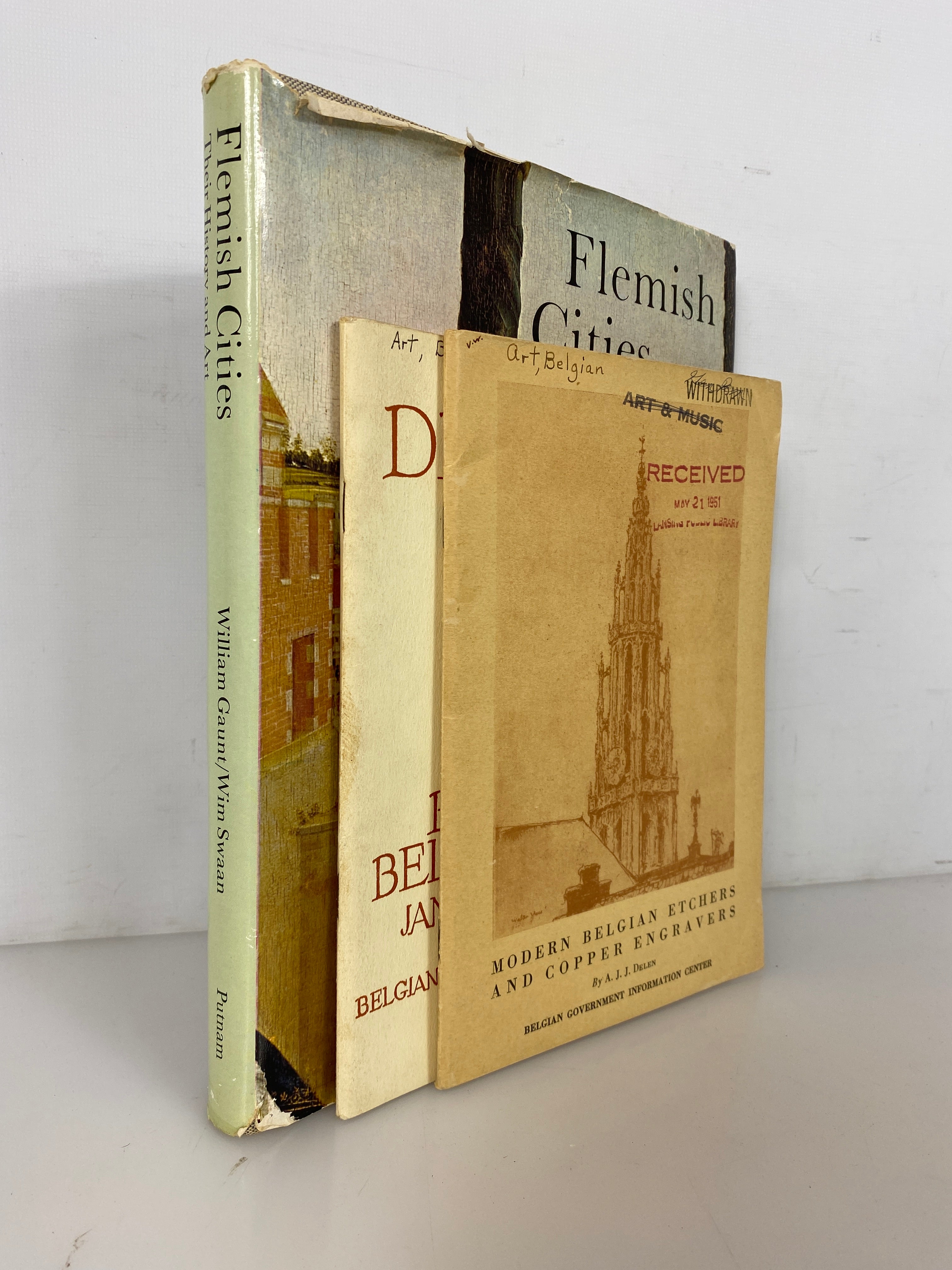 Lot of 3 Belgian Art: Flemish Cities/Drawings/Etchers & Copper Engravers 1951-69