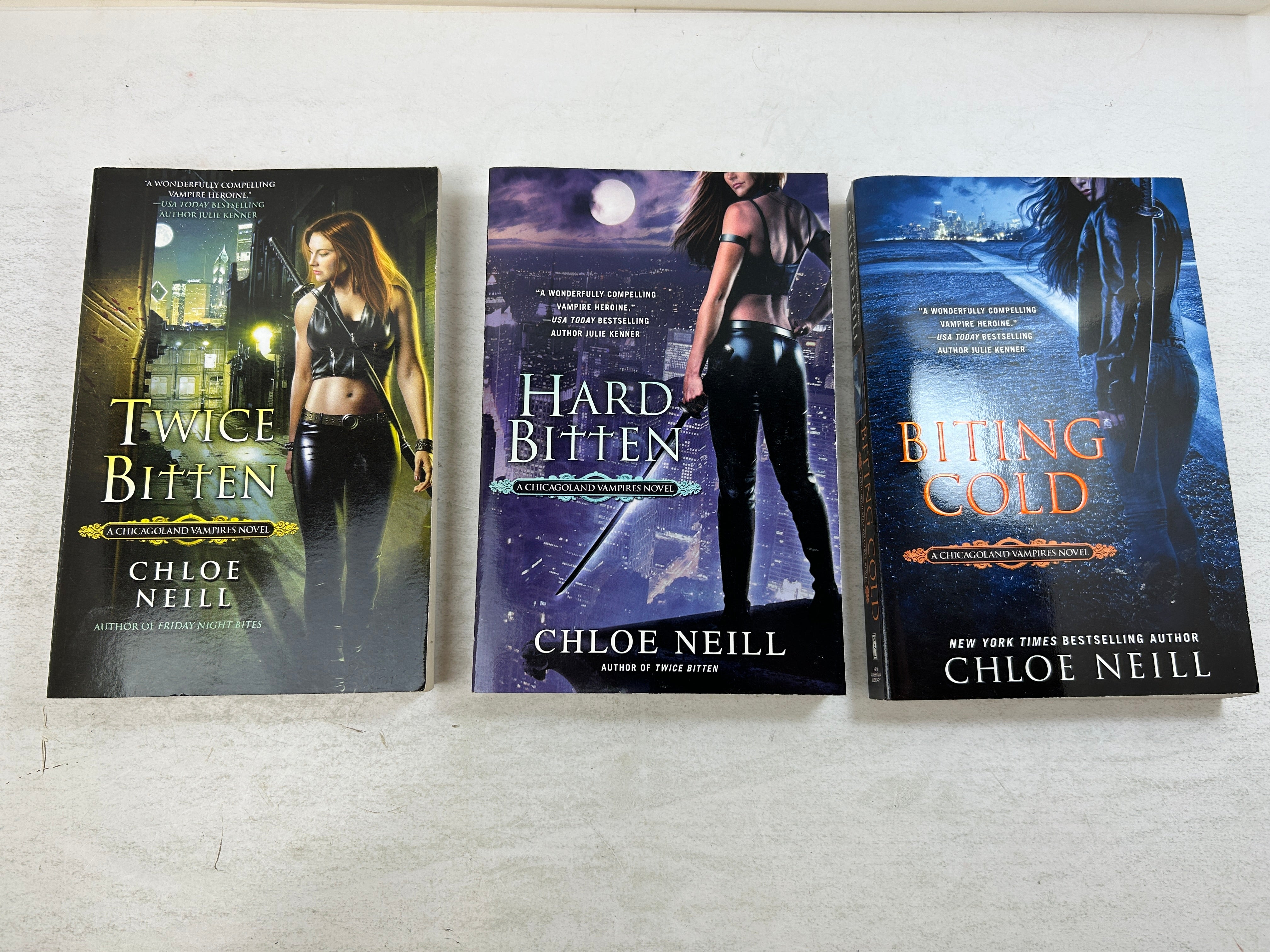 Lot of 3 Chloe Neill Twice Bitten, Hard Bitten, Biting Cold 2010-2012 SC