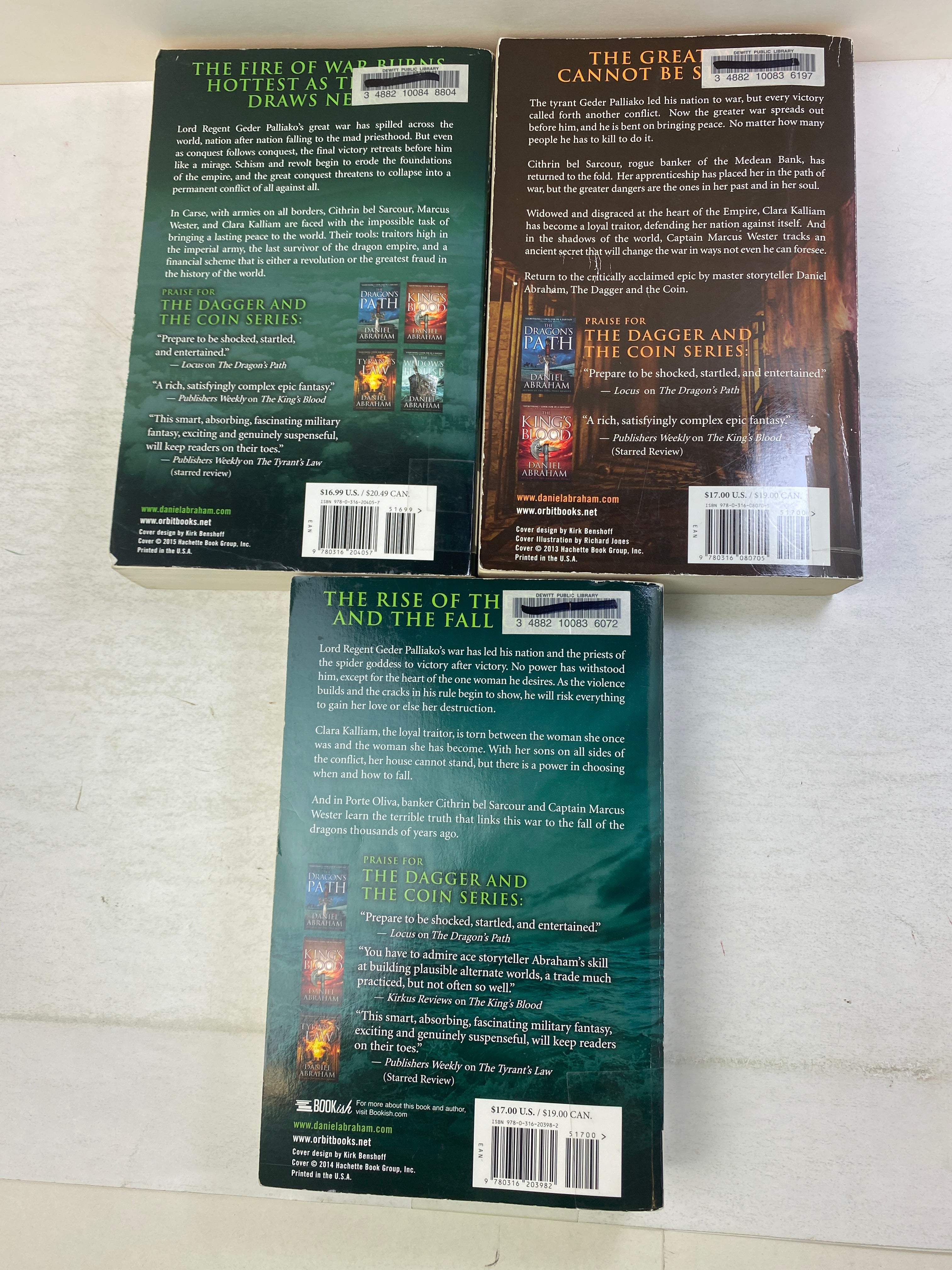 Lot of 3 Dagger Coin Books Daniel Abraham SC 2013-2016