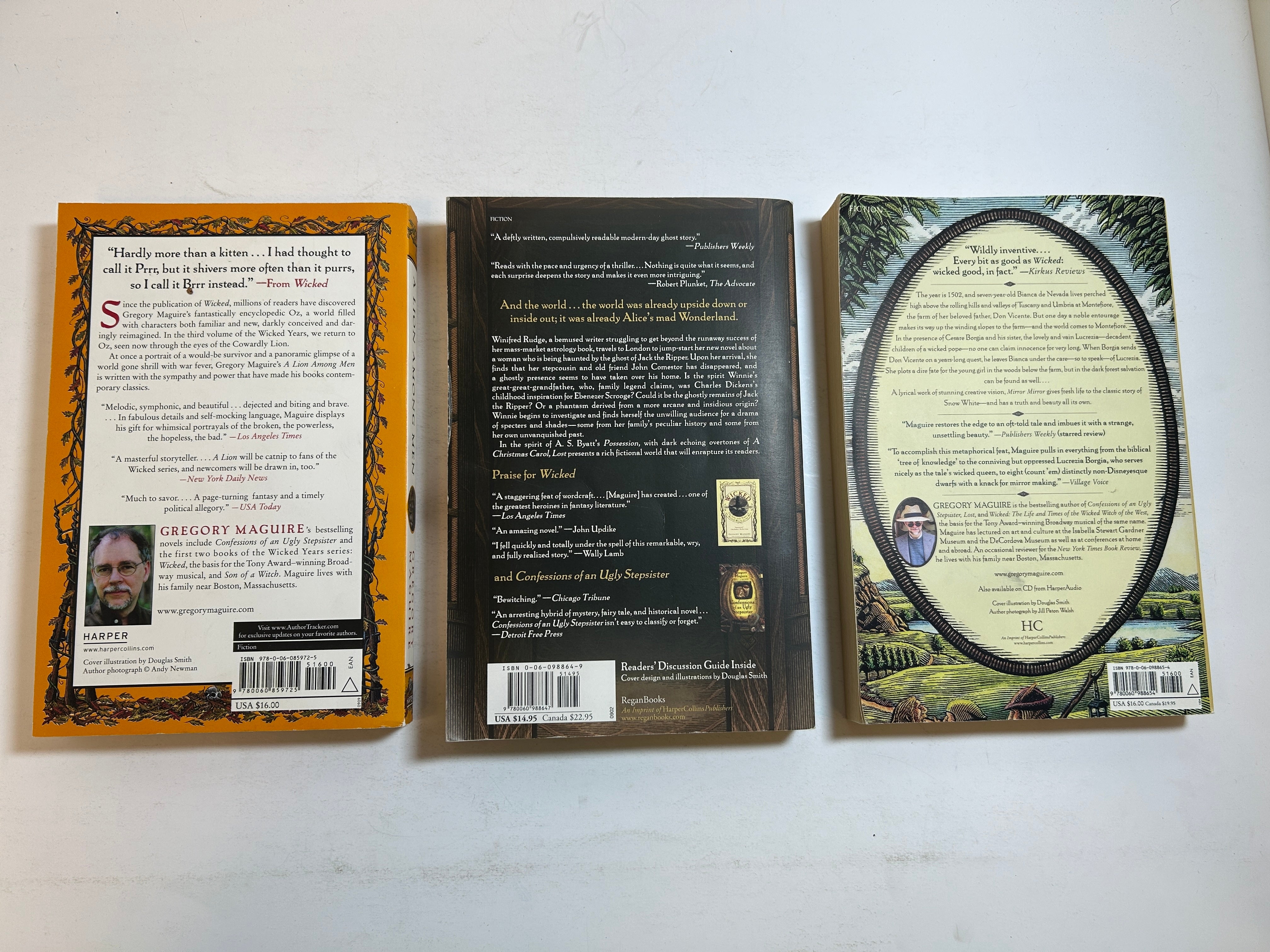 Lot of 3 Gregory Maguire Novels: Lost, Mirror Mirror, & A Lion Among Men SC