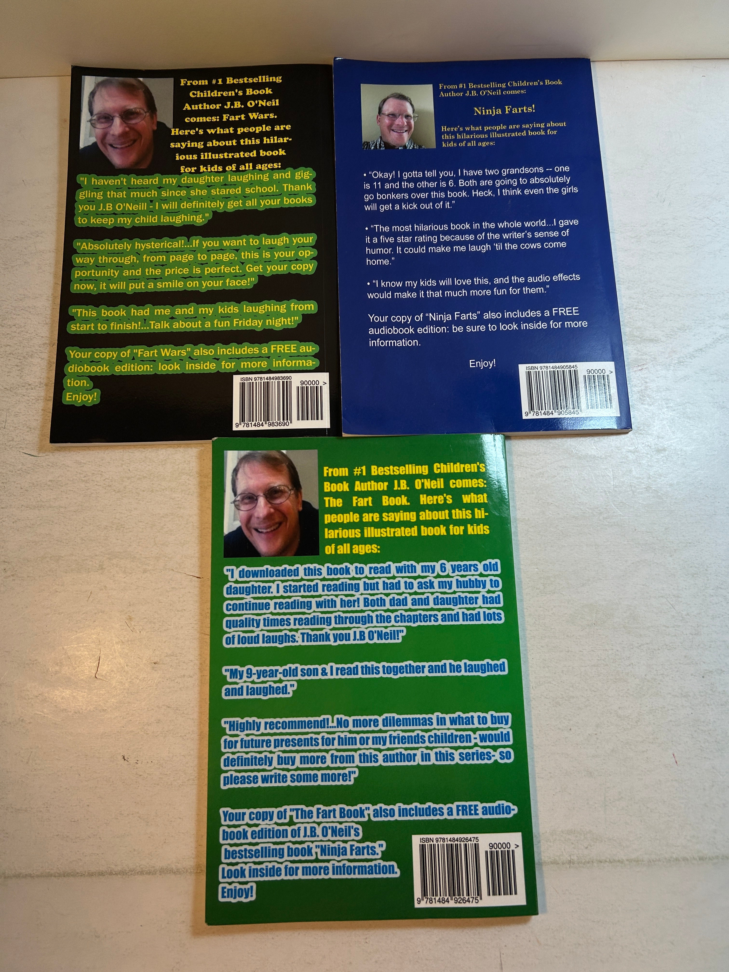 Lot of 3: Humorous Kids Fart books by J.B. O'Neil 2013 J.J. Fast Pub SC