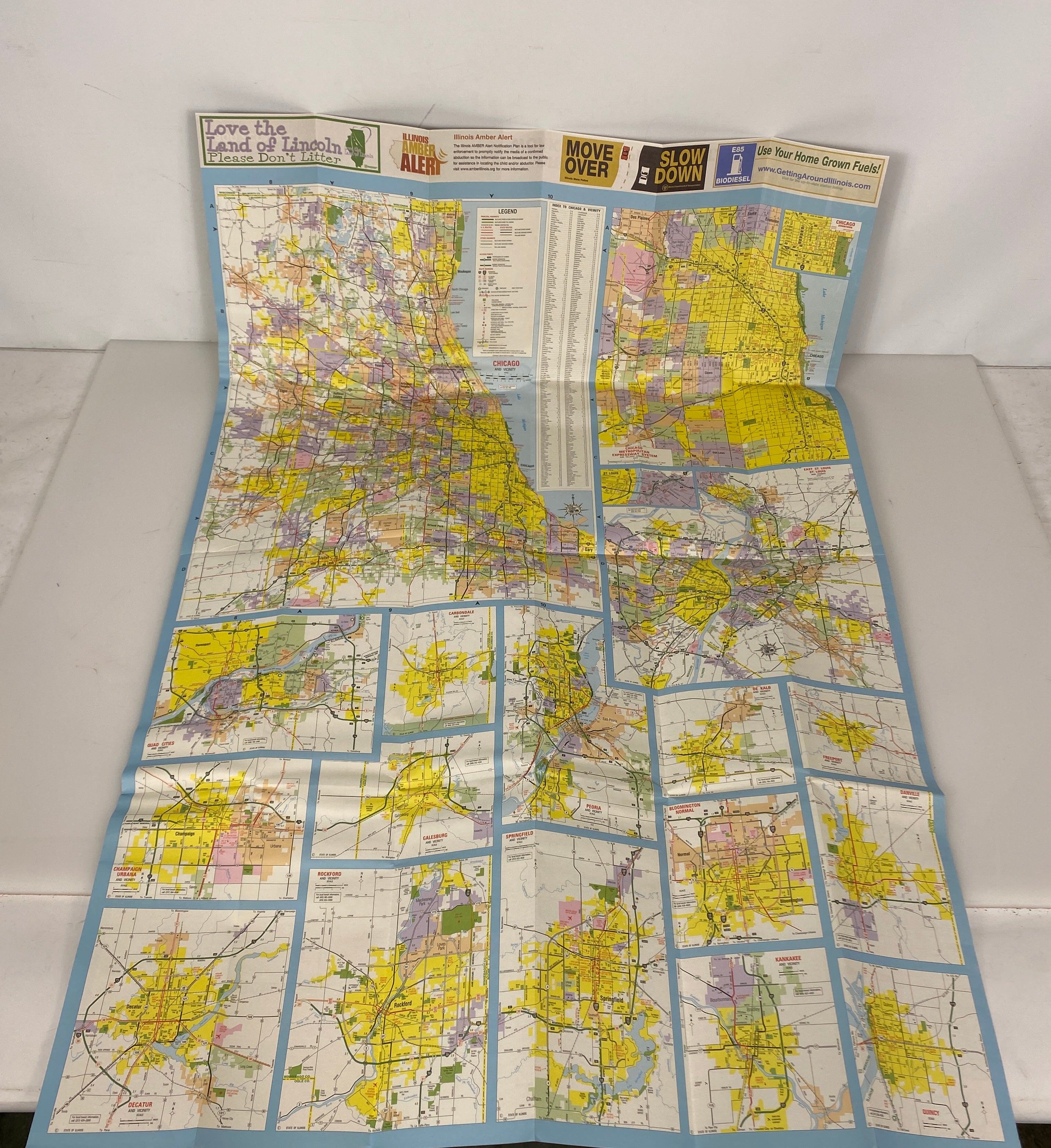 Lot of 3 Illinois and Chicago Area Road Maps 2003-2010