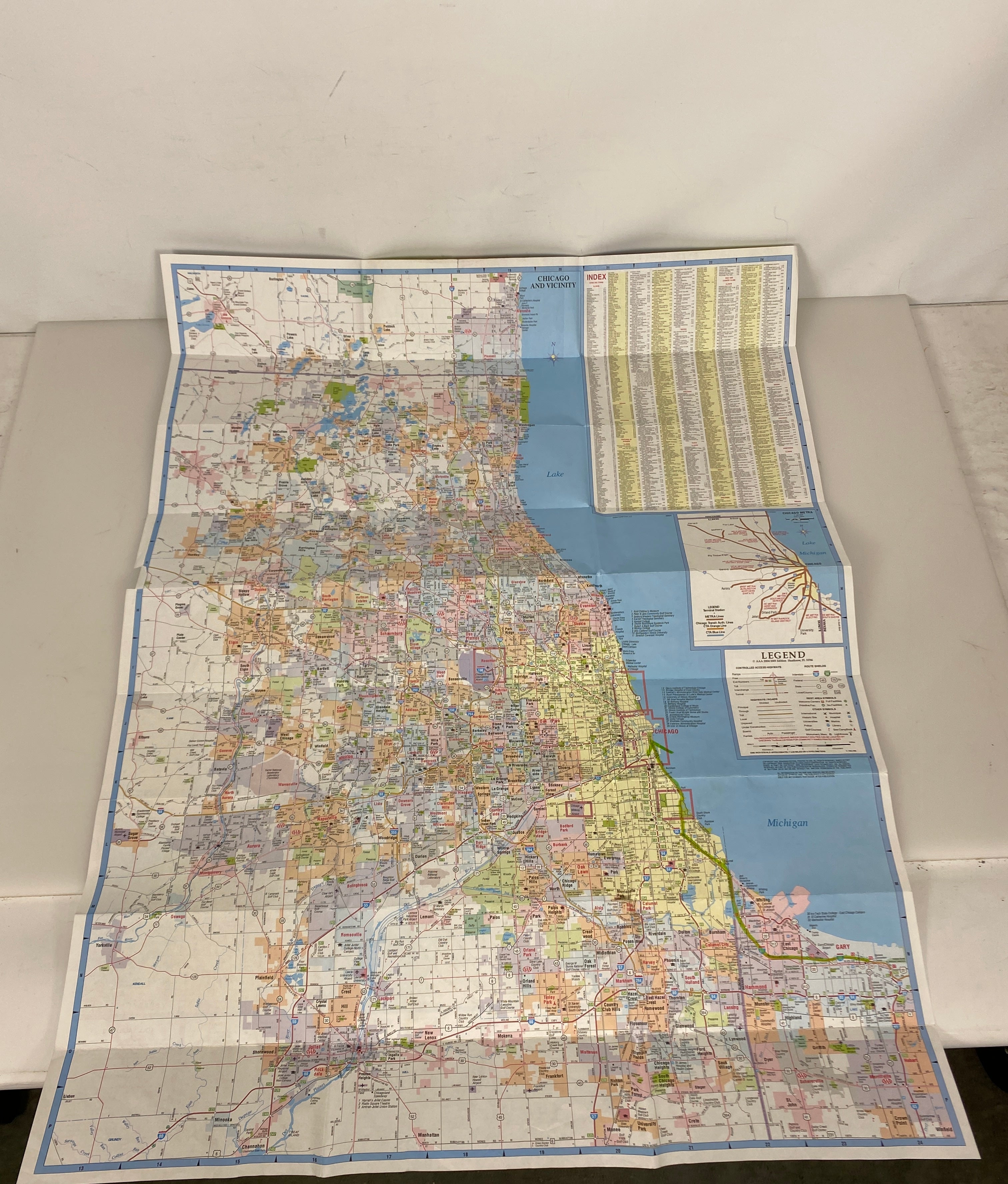 Lot of 3 Illinois and Chicago Area Road Maps 2003-2010