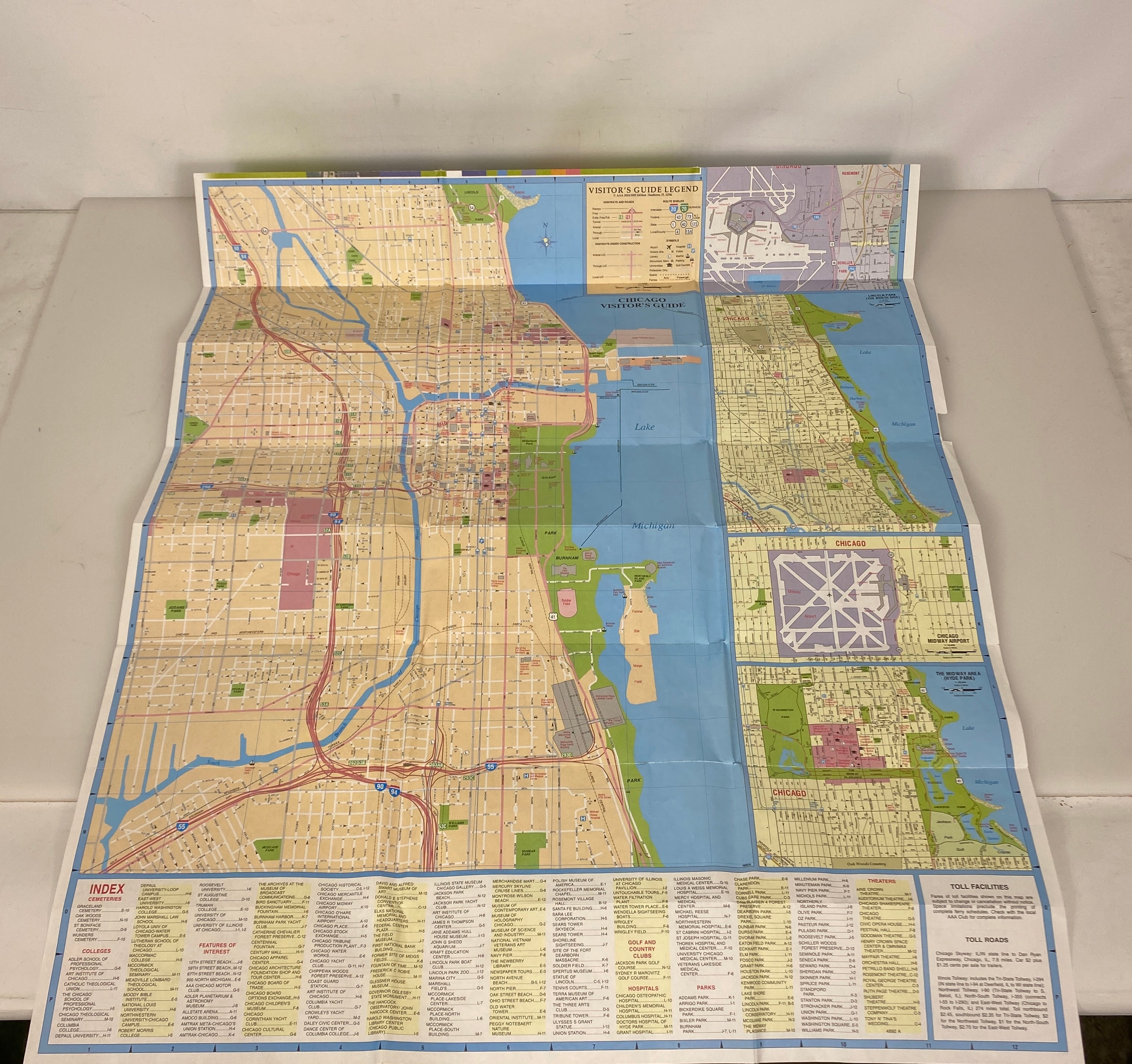 Lot of 3 Illinois and Chicago Area Road Maps 2003-2010