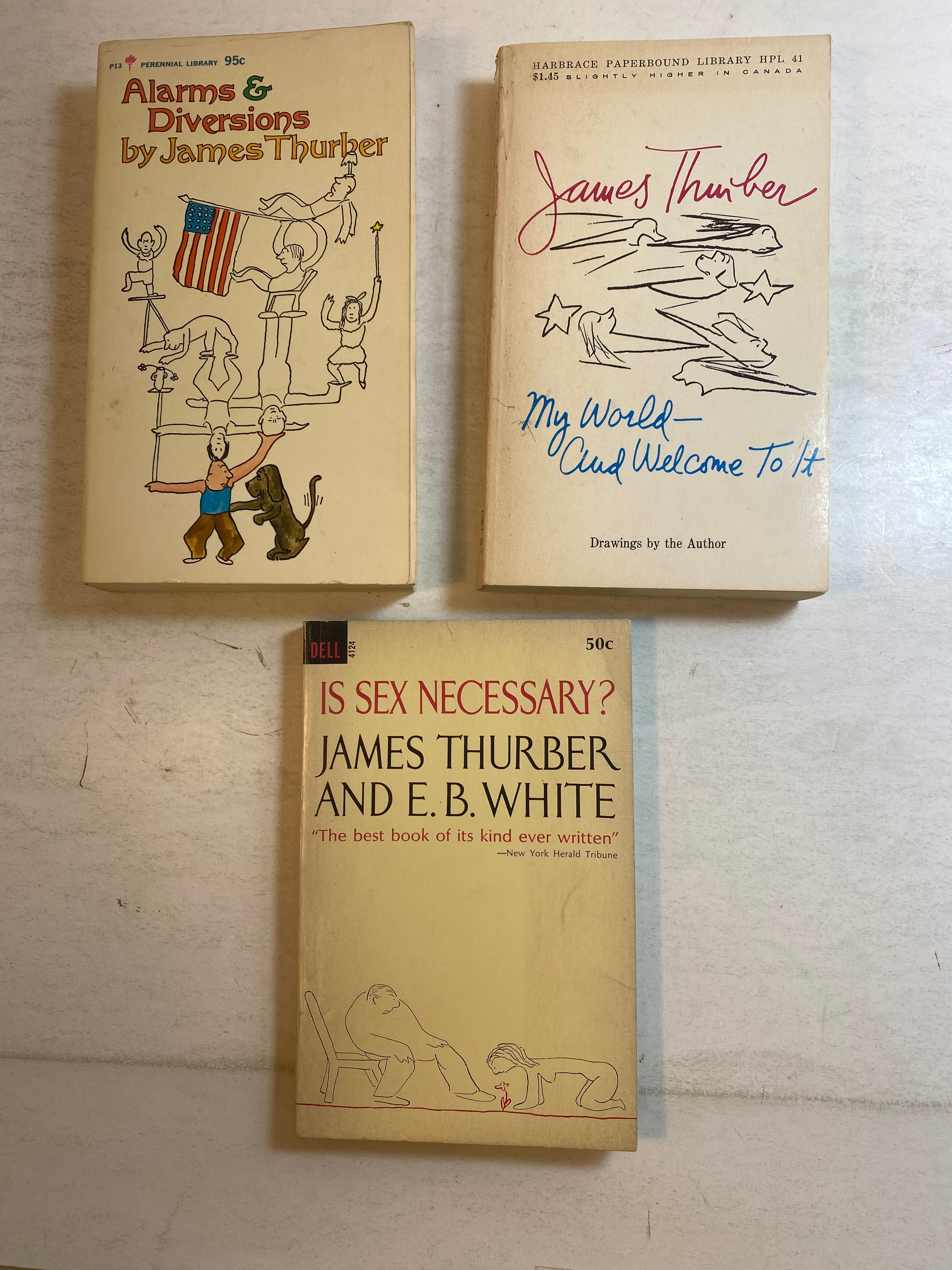 Lot of 3 James Thurber Humor Books 1957-1969
